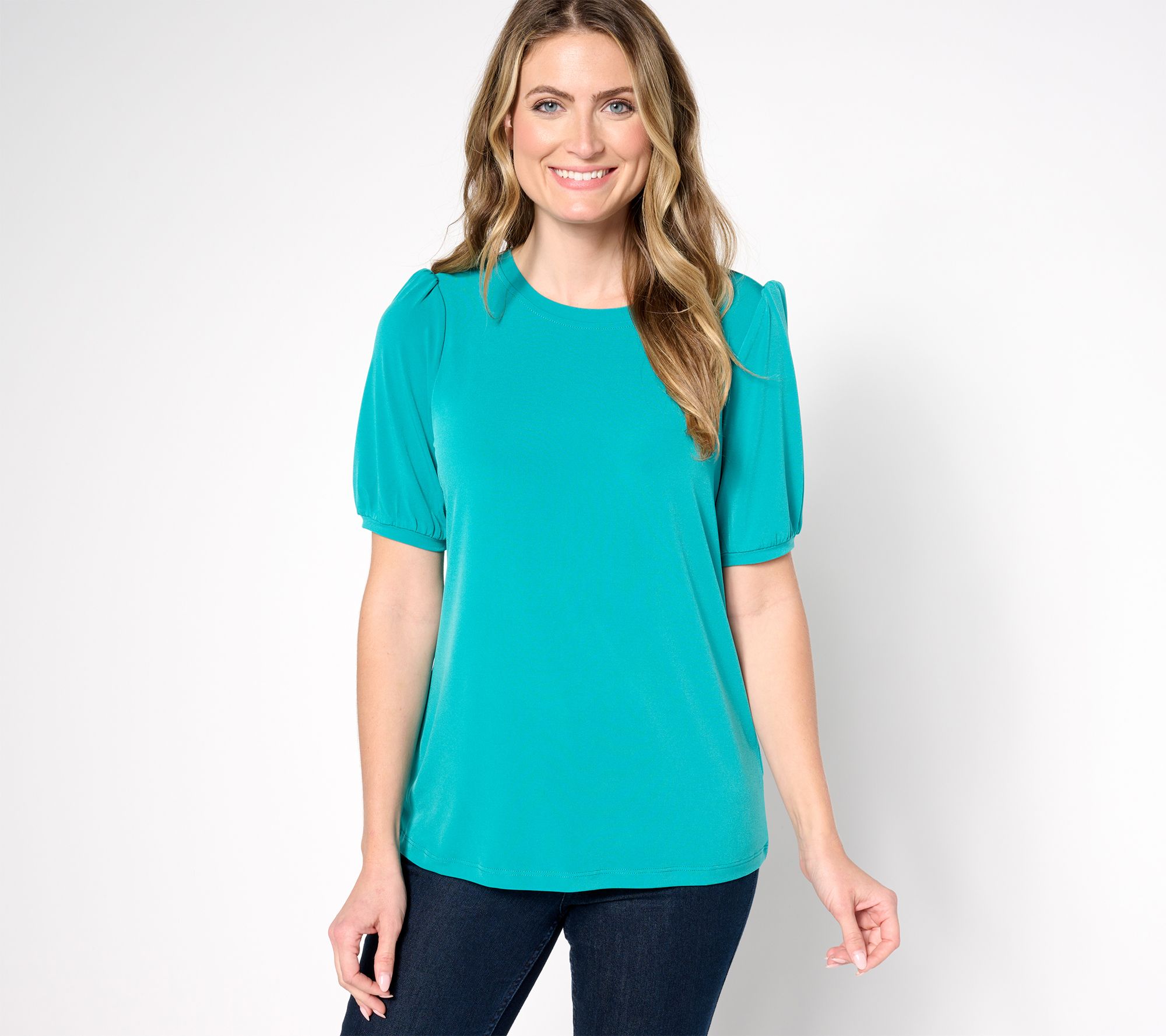 "As Is" Susan Graver Every Day Liquid Knit Jewel Neck Top