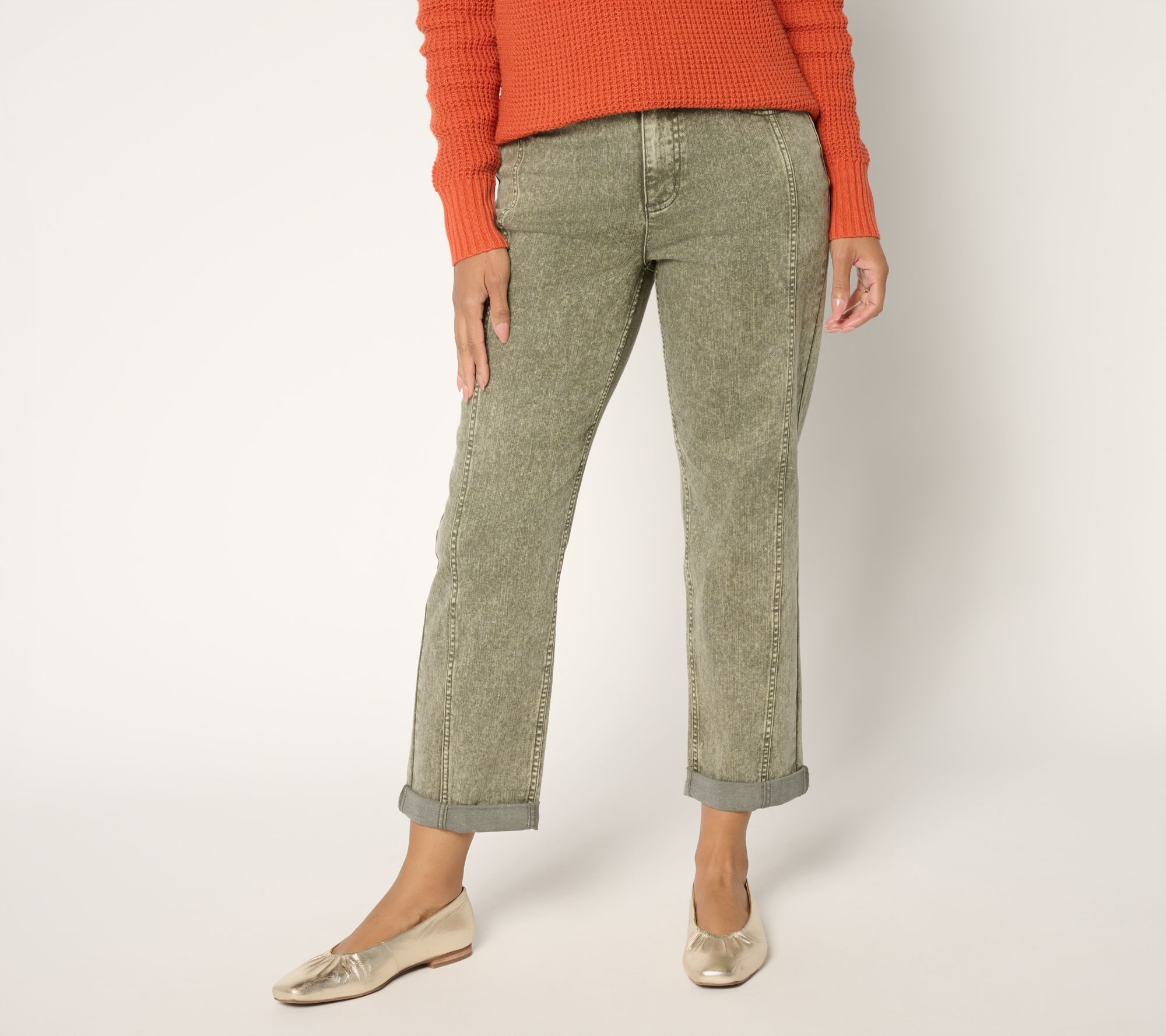 LOGO by Lori Goldstein Petite Desert Wash Boyfriend Jeans