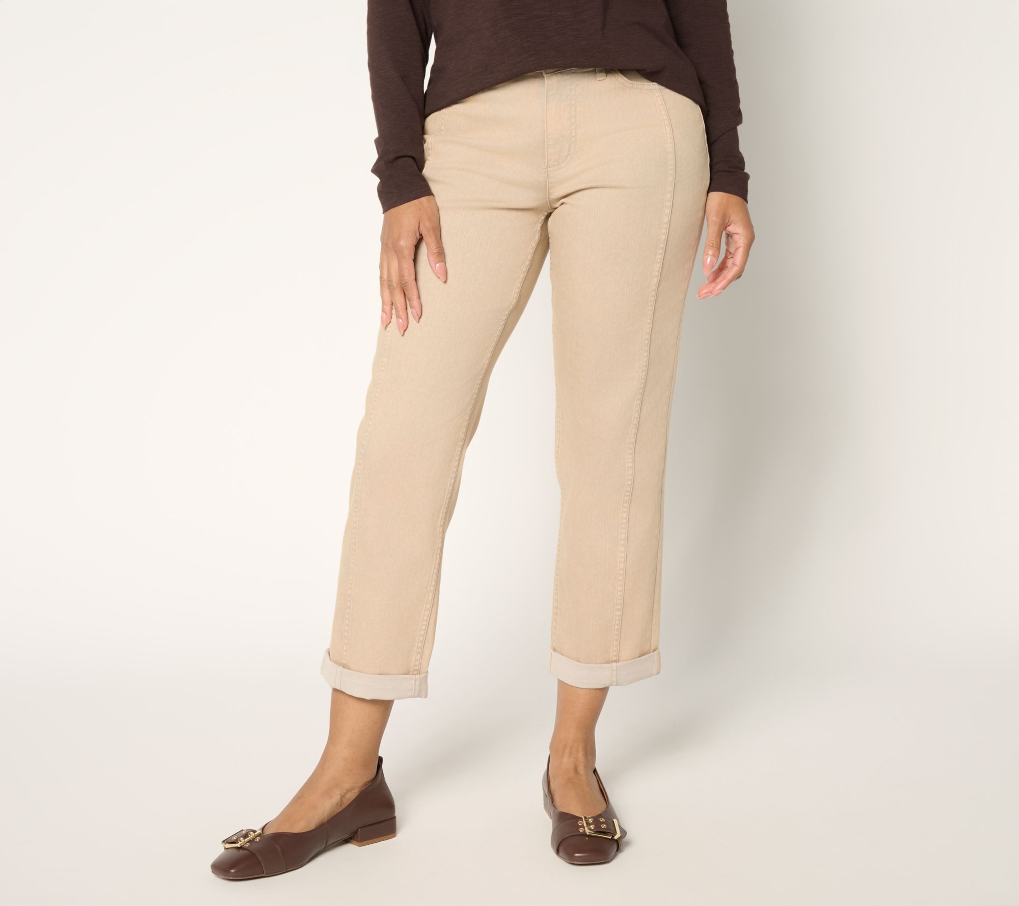 LOGO by Lori Goldstein Petite Desert Wash Boyfriend Jeans