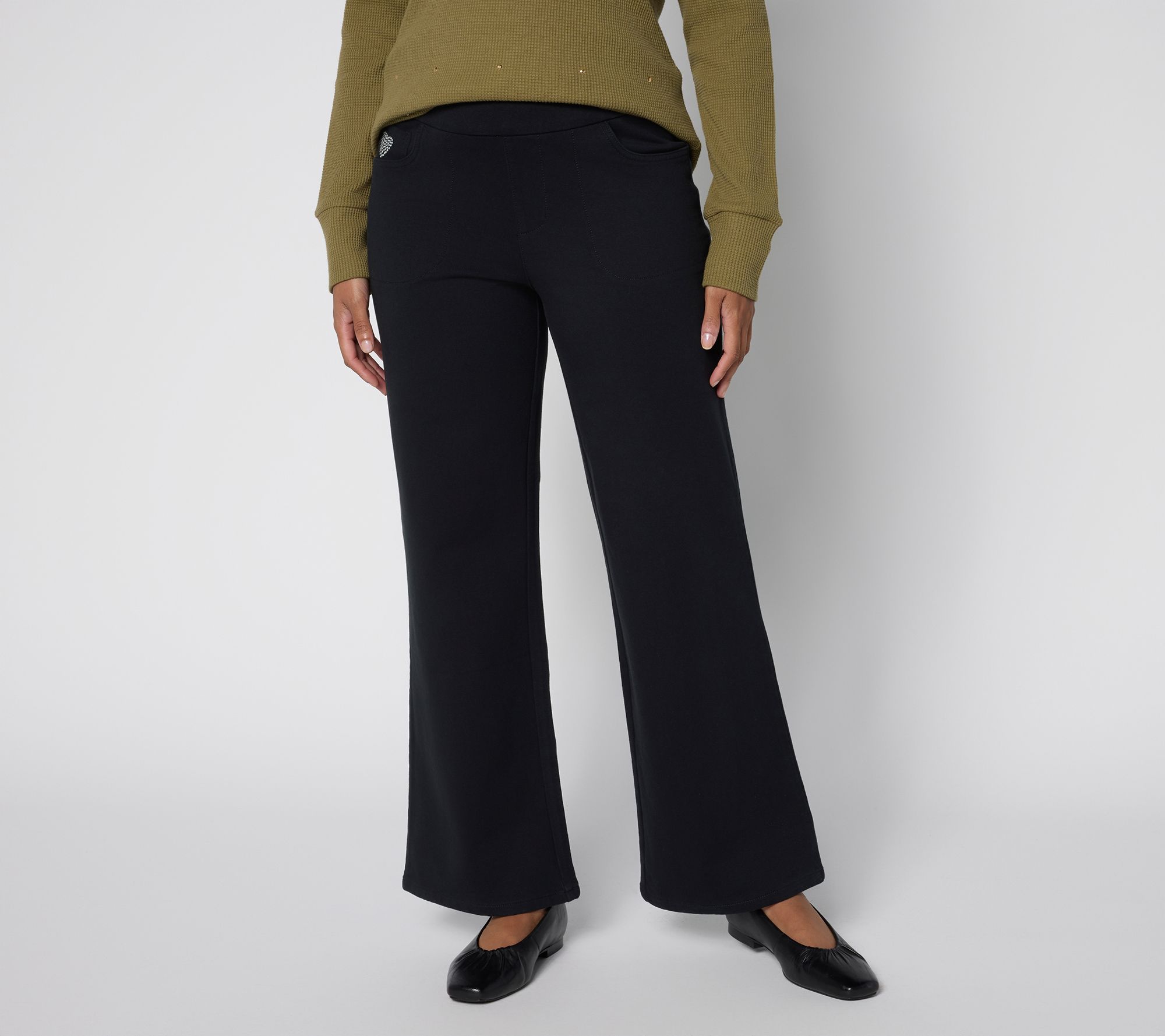 Quacker Factory DreamJeannes Regular Wide Leg Full Length Pants