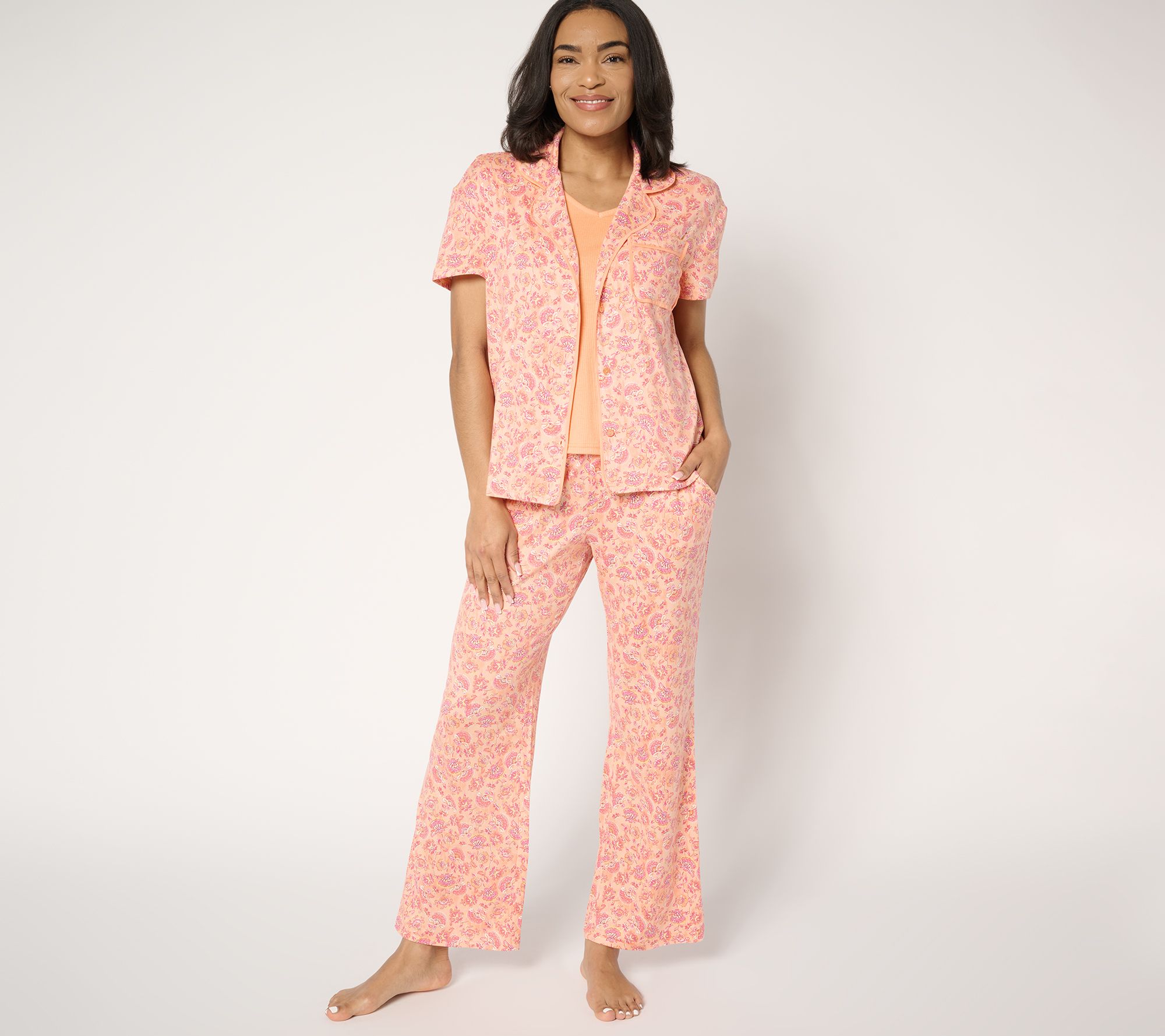 "As Is" MUK LUKS Cloud Knit and Ribbed Knit Three Piece Pajama Set