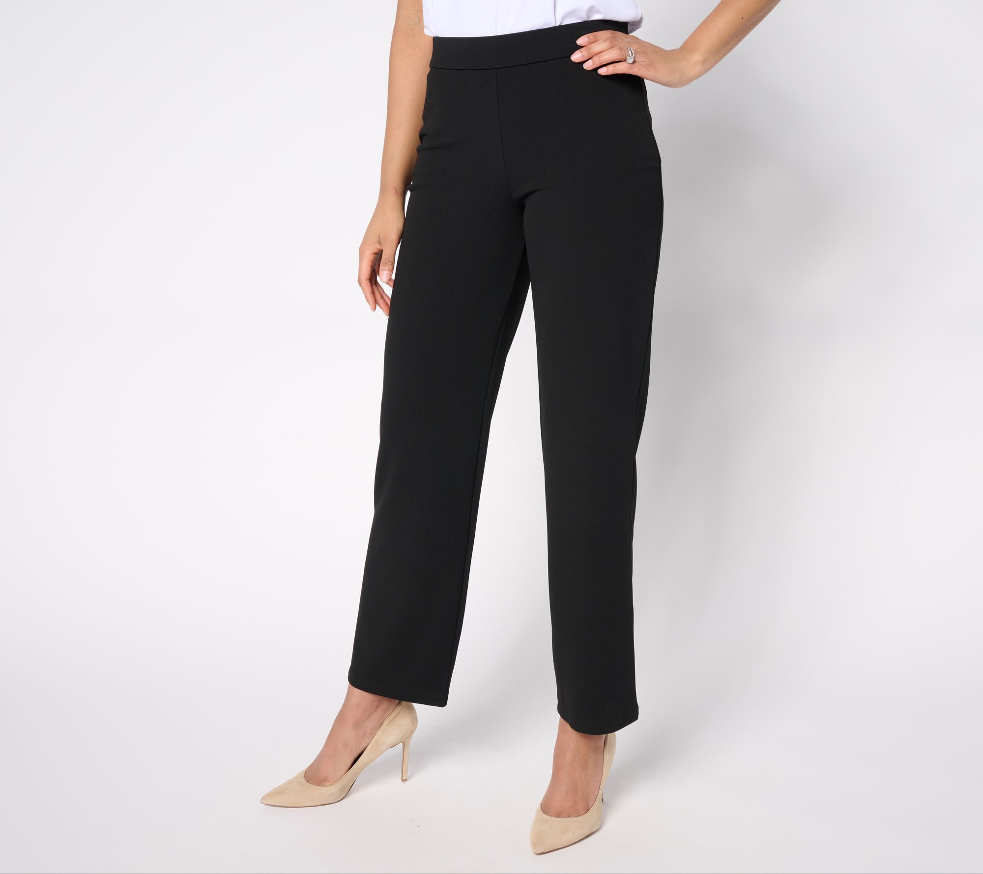 "As Is" Dennis Basso Regular Straight Leg Luxe Crepe Pant