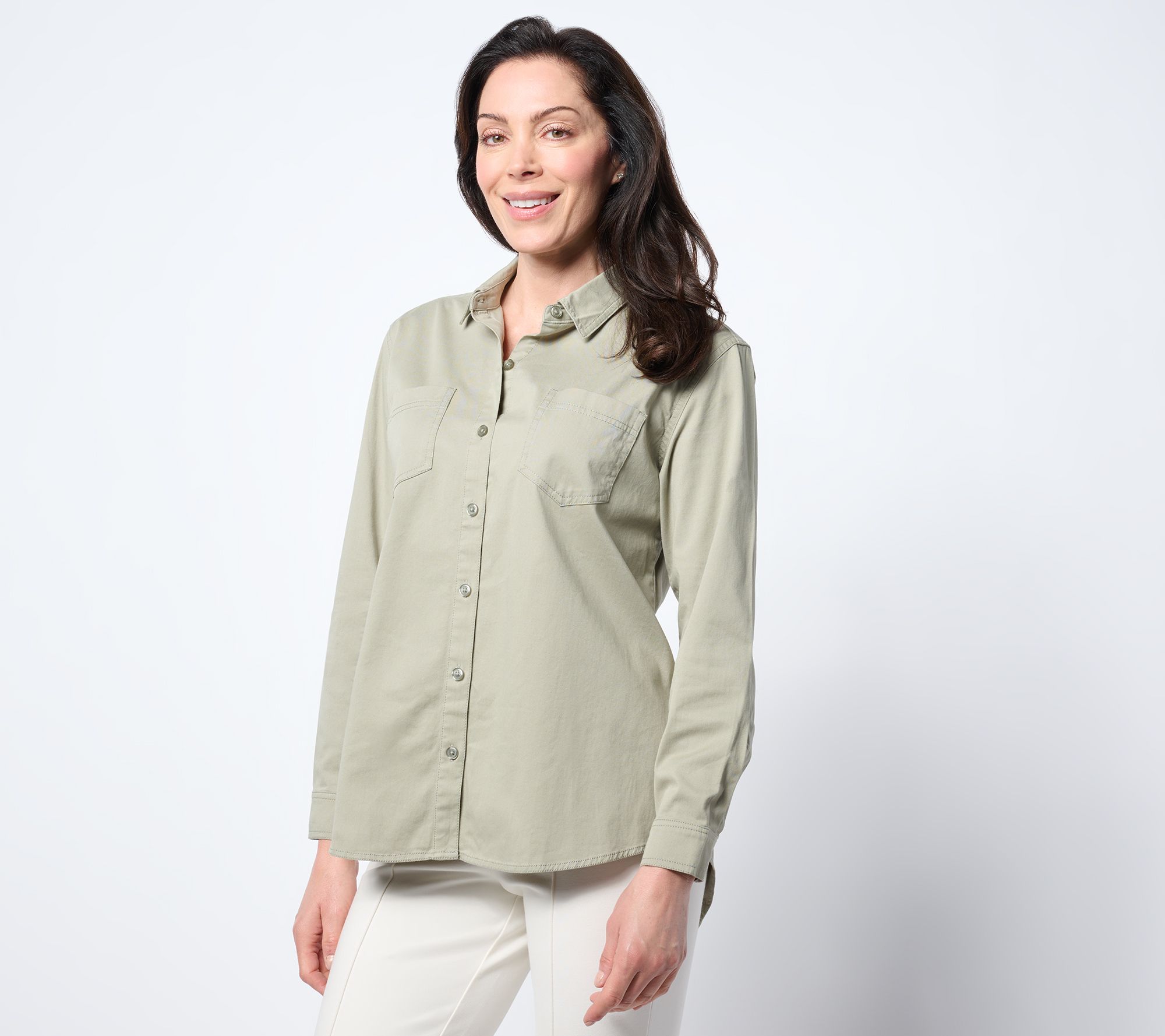 "As Is" Martha Stewart Signature Button Colored Denim Shirt