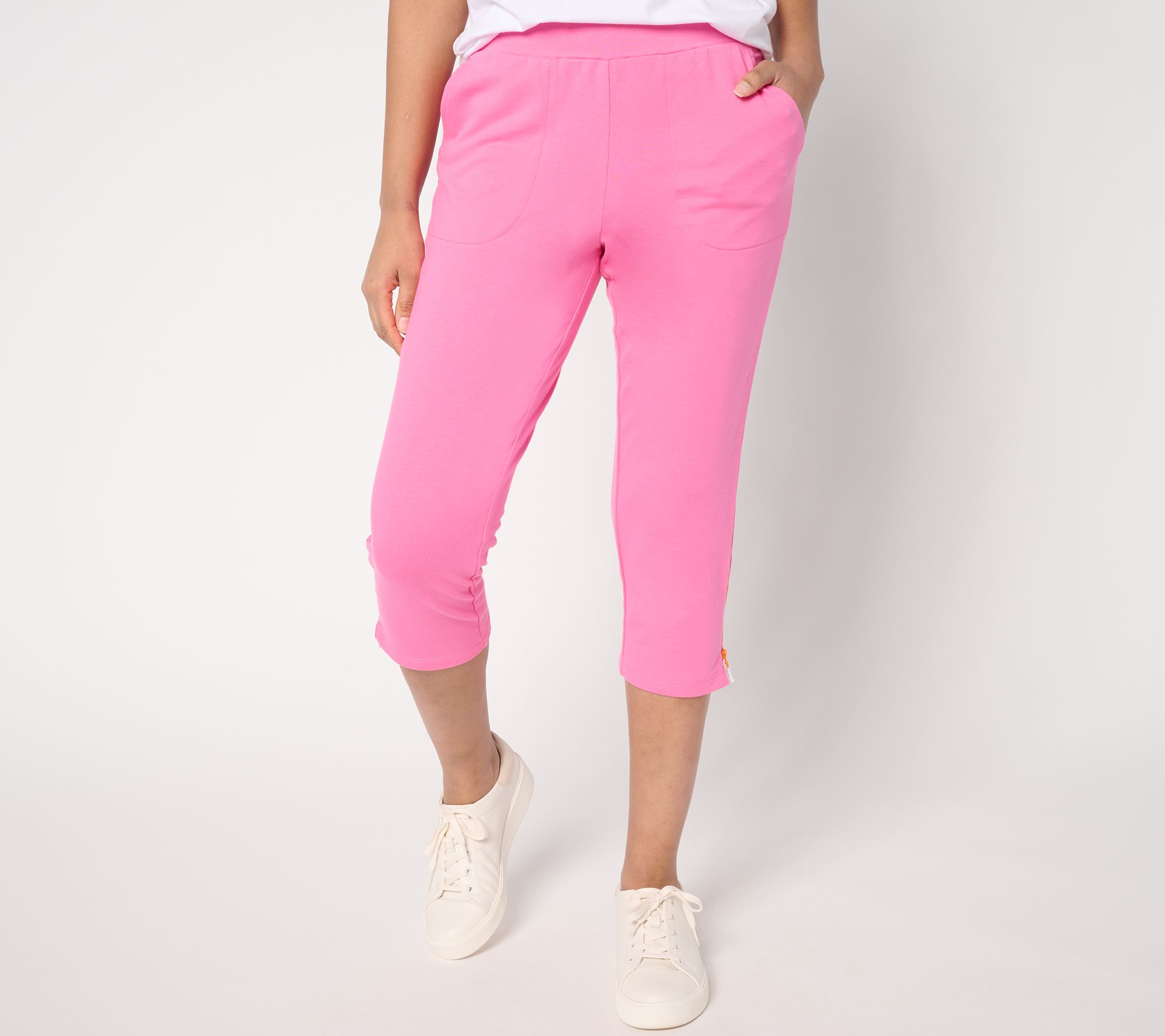 "As Is" Belle by Kim Gravel Petite French Terry Pop of Neon Pants