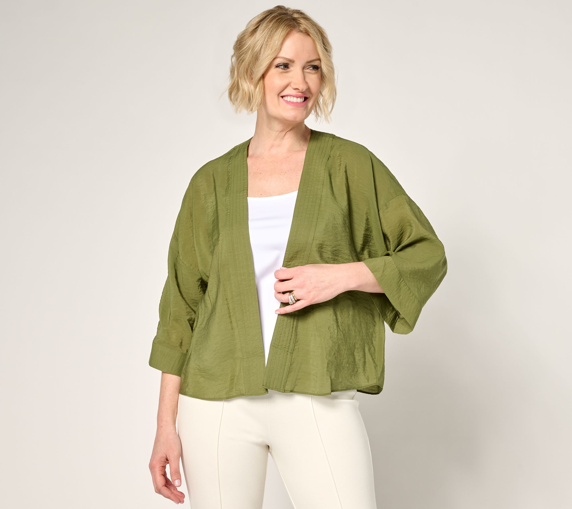 "As Is" Attitudes by Renee Woven Open Front Topper