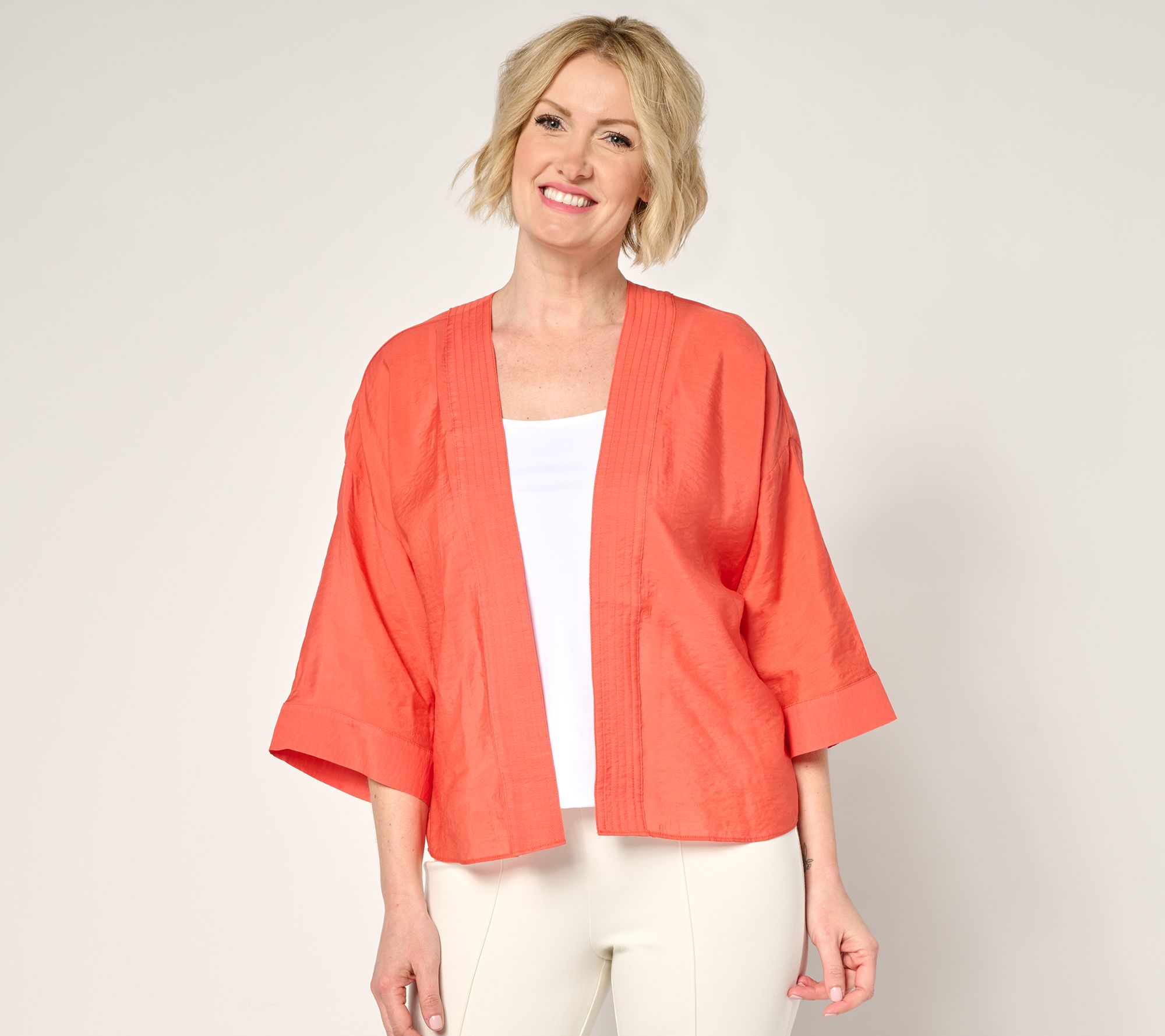 "As Is" Attitudes by Renee Woven Open Front Topper