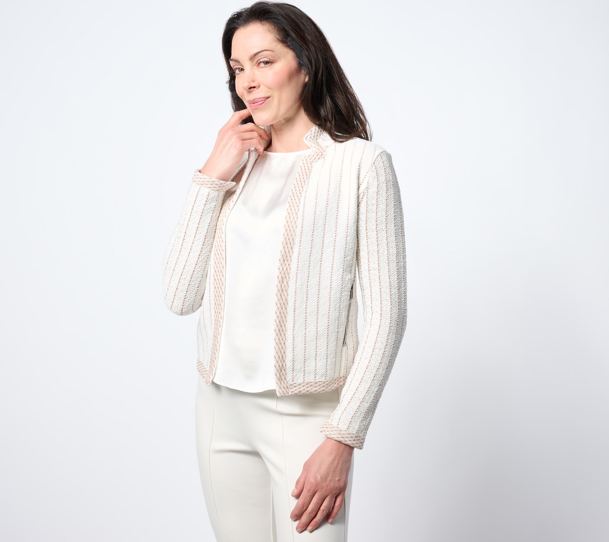 "As Is" NIC+ZOE Pinstripe Notch Collar Knit Jacket