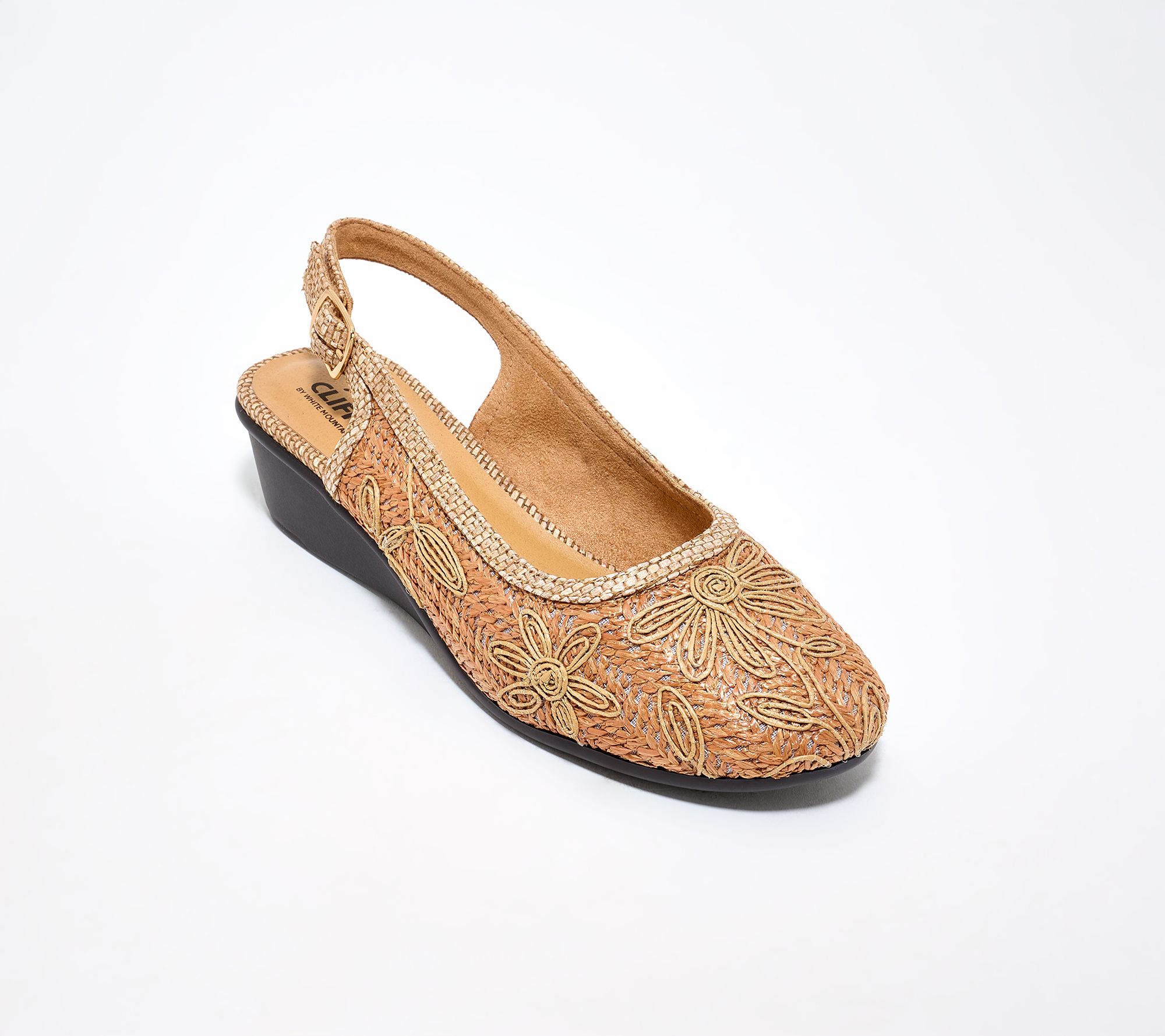 Cliffs by White Mountain Raffia Slingback Wedges - Boris