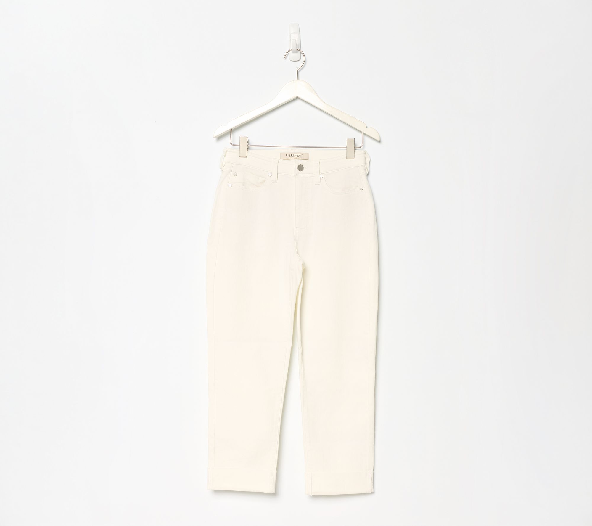 Liverpool Los Angeles Crop Jeans with Wide Roll Cuff- Bone White