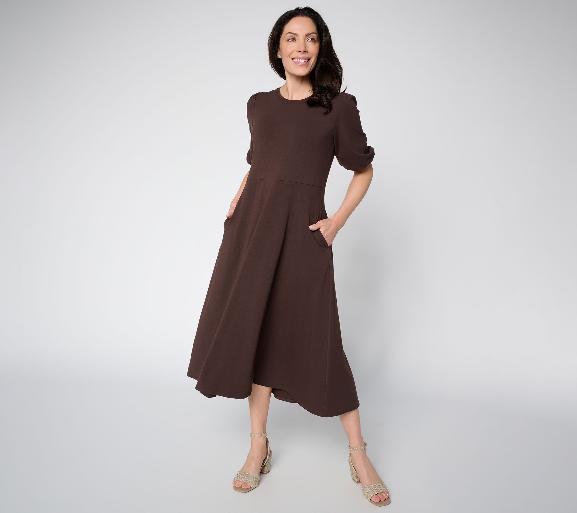 Ree by the Pioneer Woman Regular Puff Sleeve Knit Midi Dress
