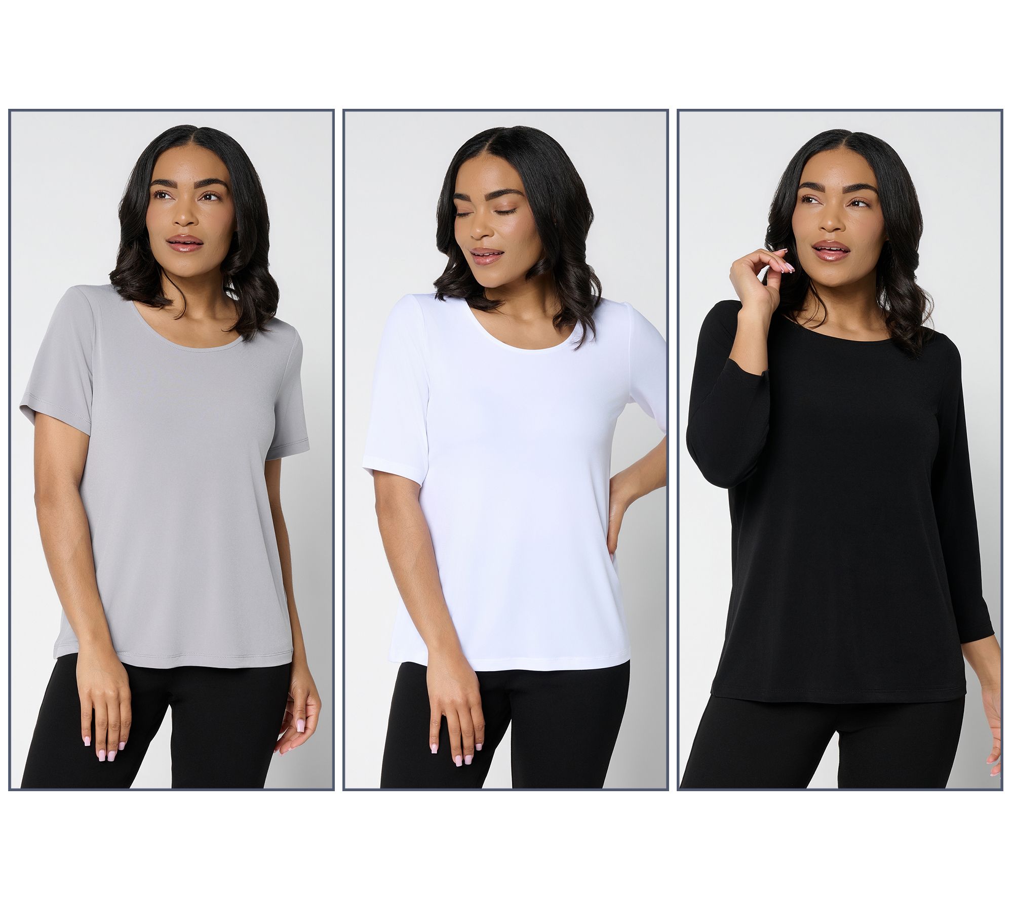  Susan Graver Essentials Liquid Knit Set of 3 Tops