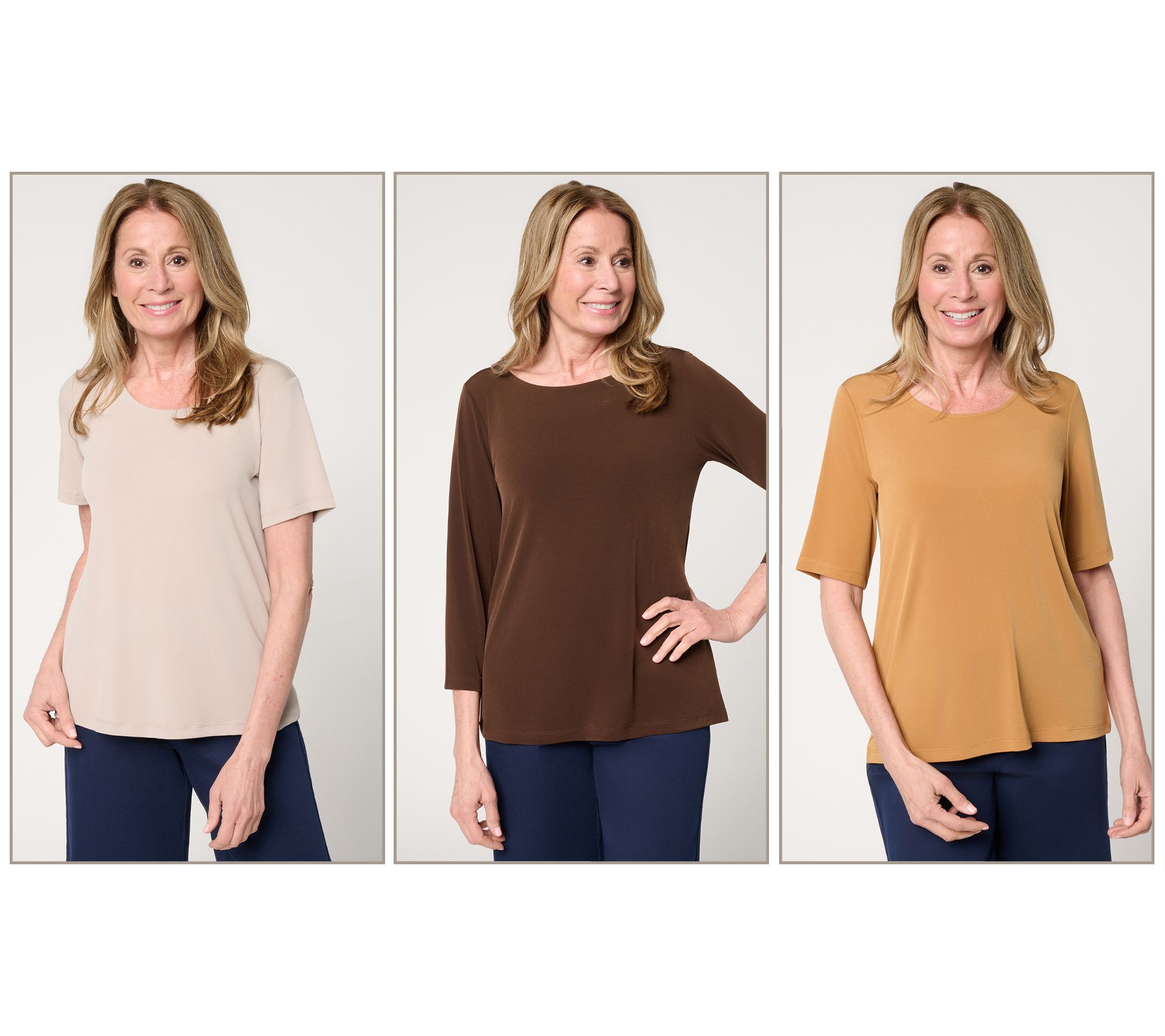 Susan Graver Essentials Liquid Knit Set of 3 Tops