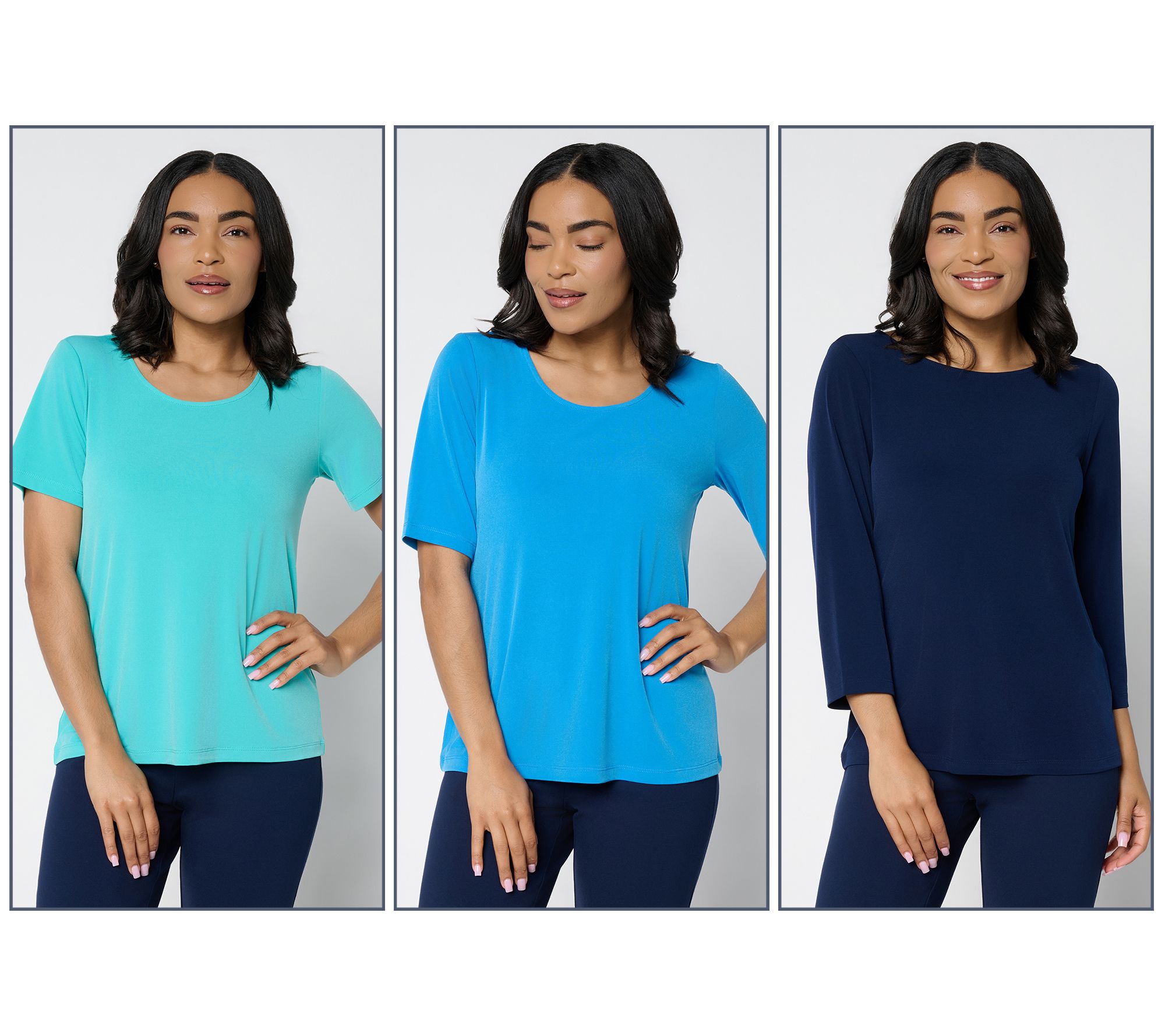 Susan Graver Essentials Liquid Knit Set of 3 Tops