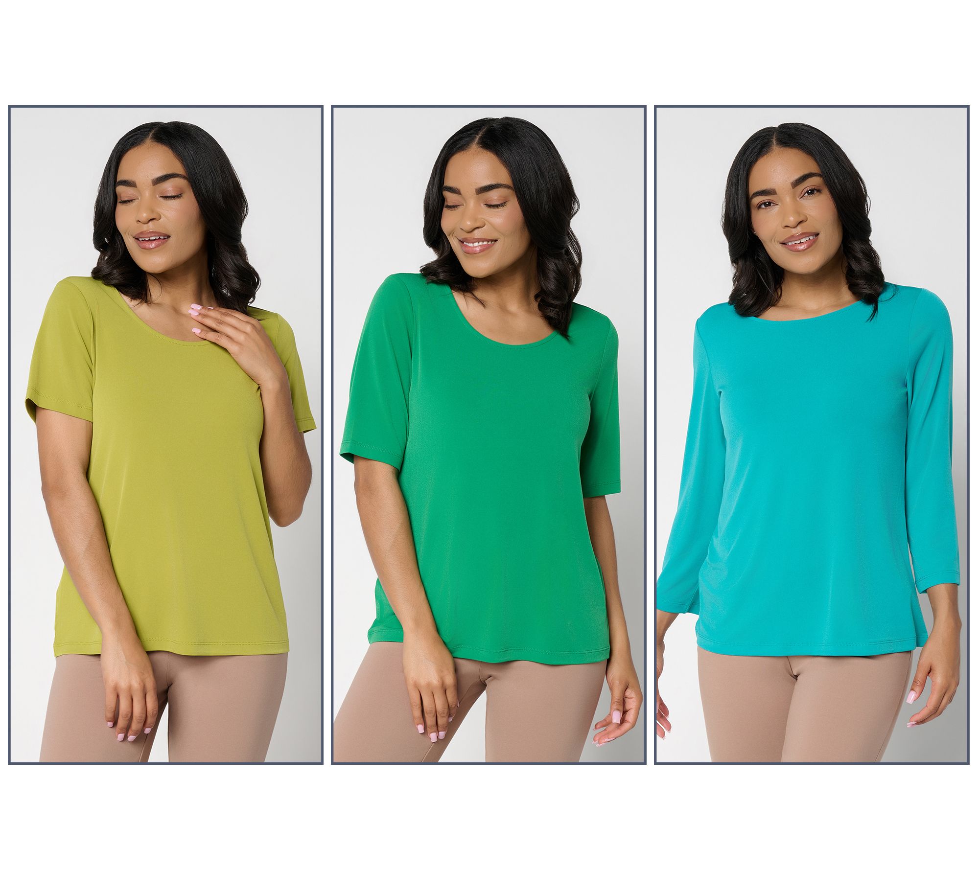 Susan Graver Essentials Liquid Knit Set of 3 Tops