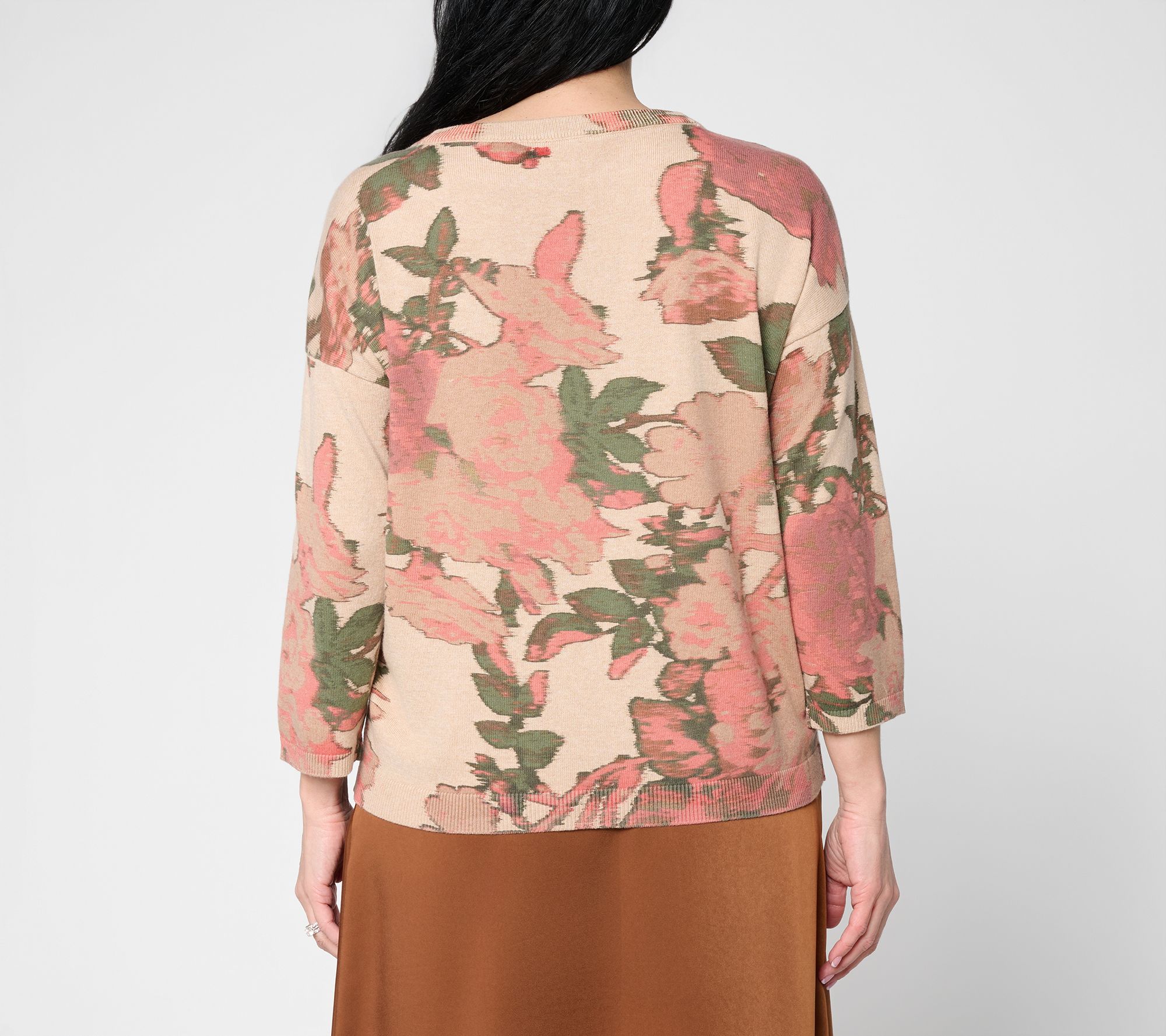 yui_select⭐︎ Me by Jennie Garth Drop Shoulder Floral Print Sweater - QVC.com