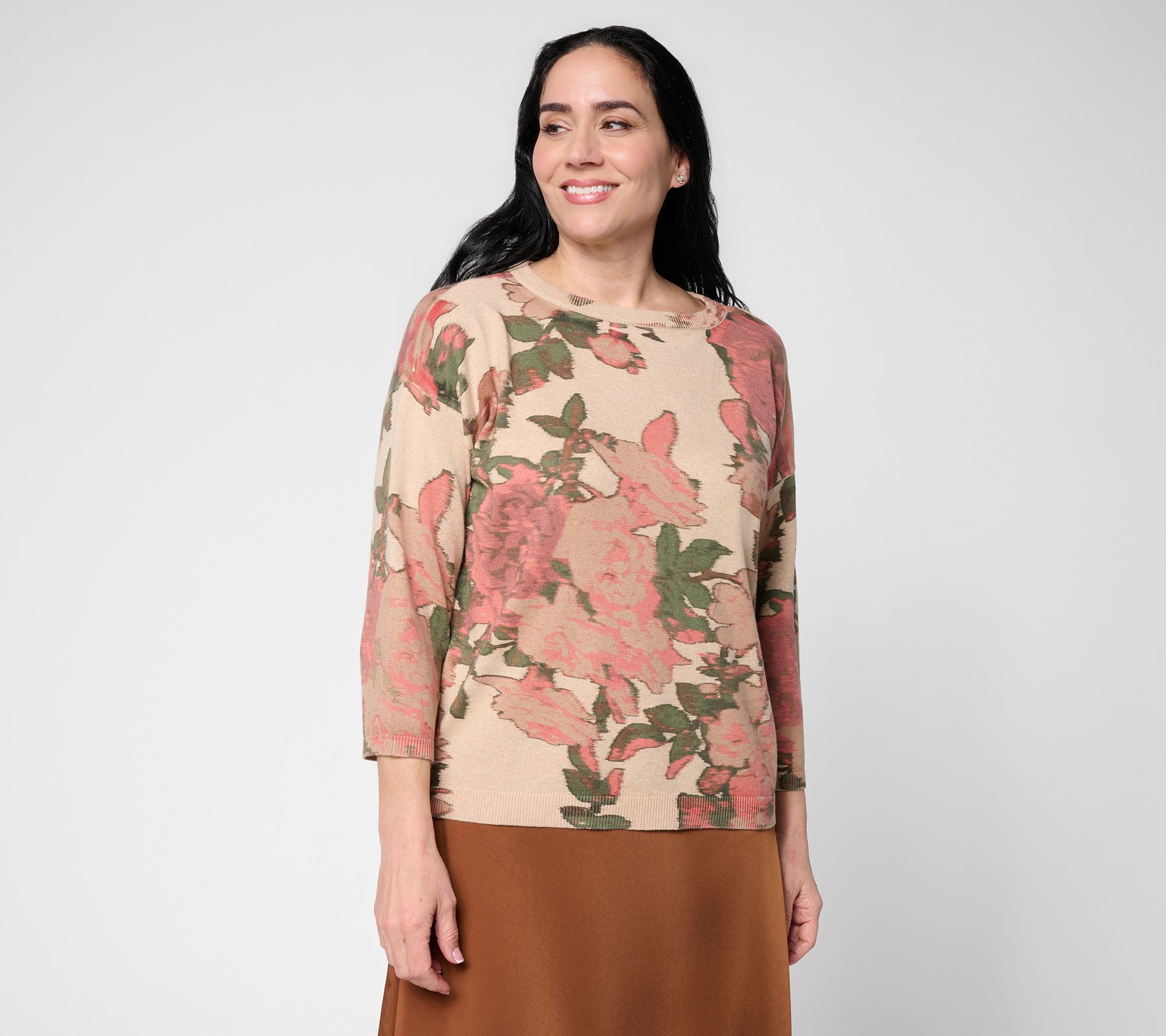 Me by Jennie Garth Drop Shoulder Floral Print Sweater