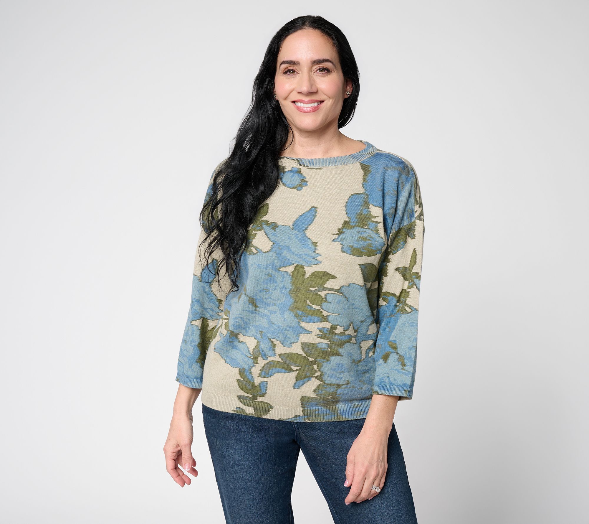 Me by Jennie Garth Drop Shoulder Floral Print Sweater