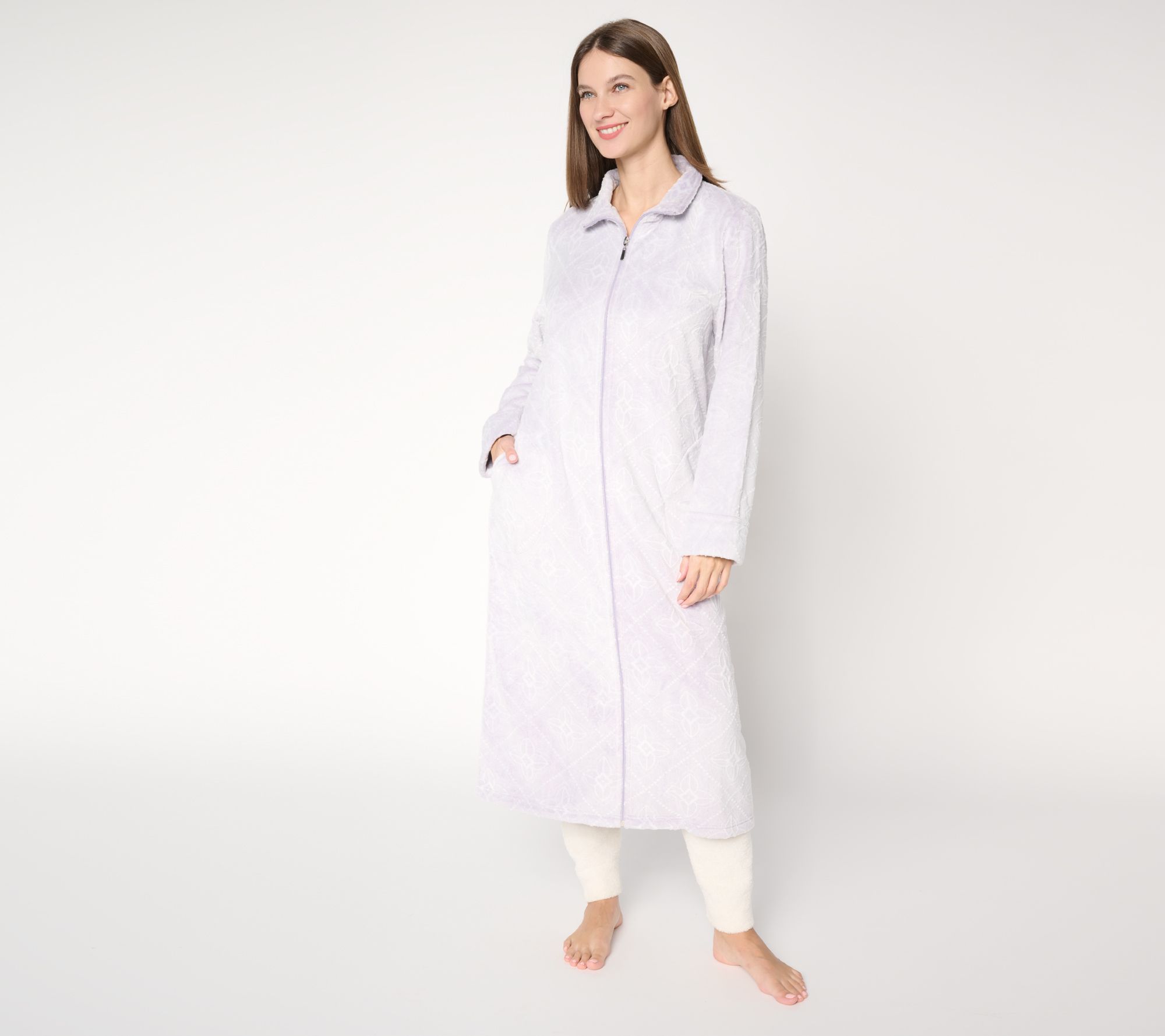 "As Is" Stan Herman Burnout Silky Plush Zip Robe