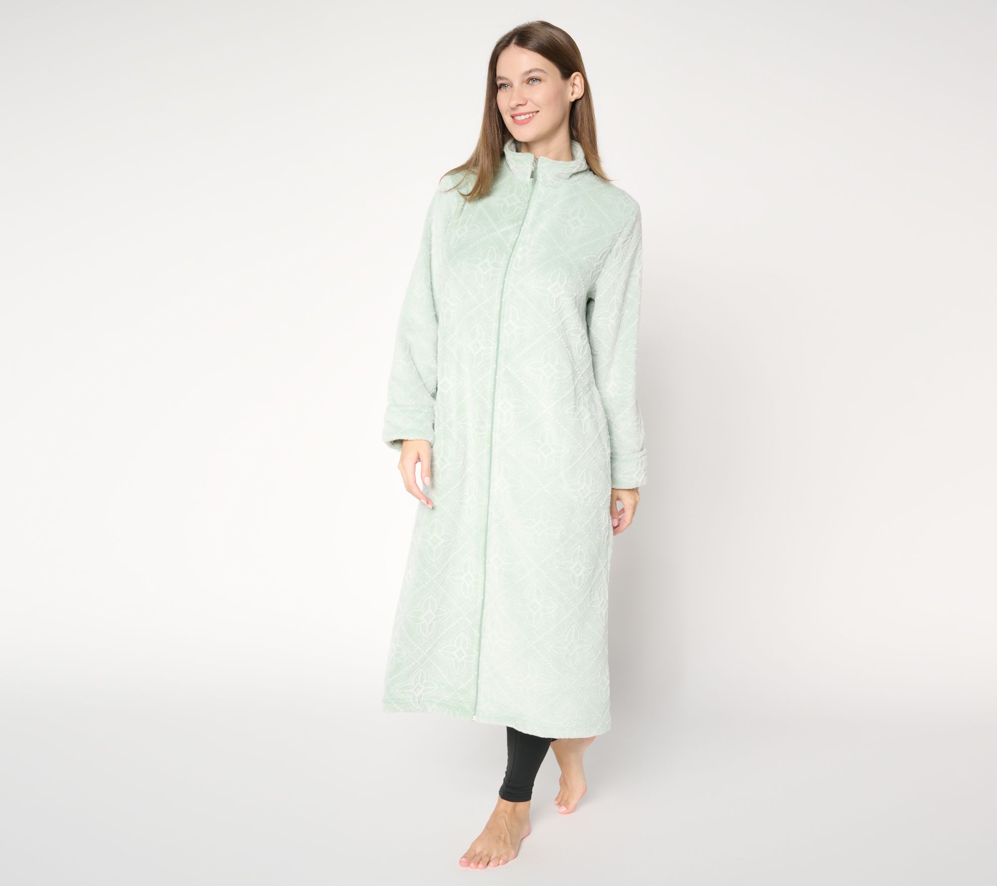 "As Is" Stan Herman Burnout Silky Plush Zip Robe