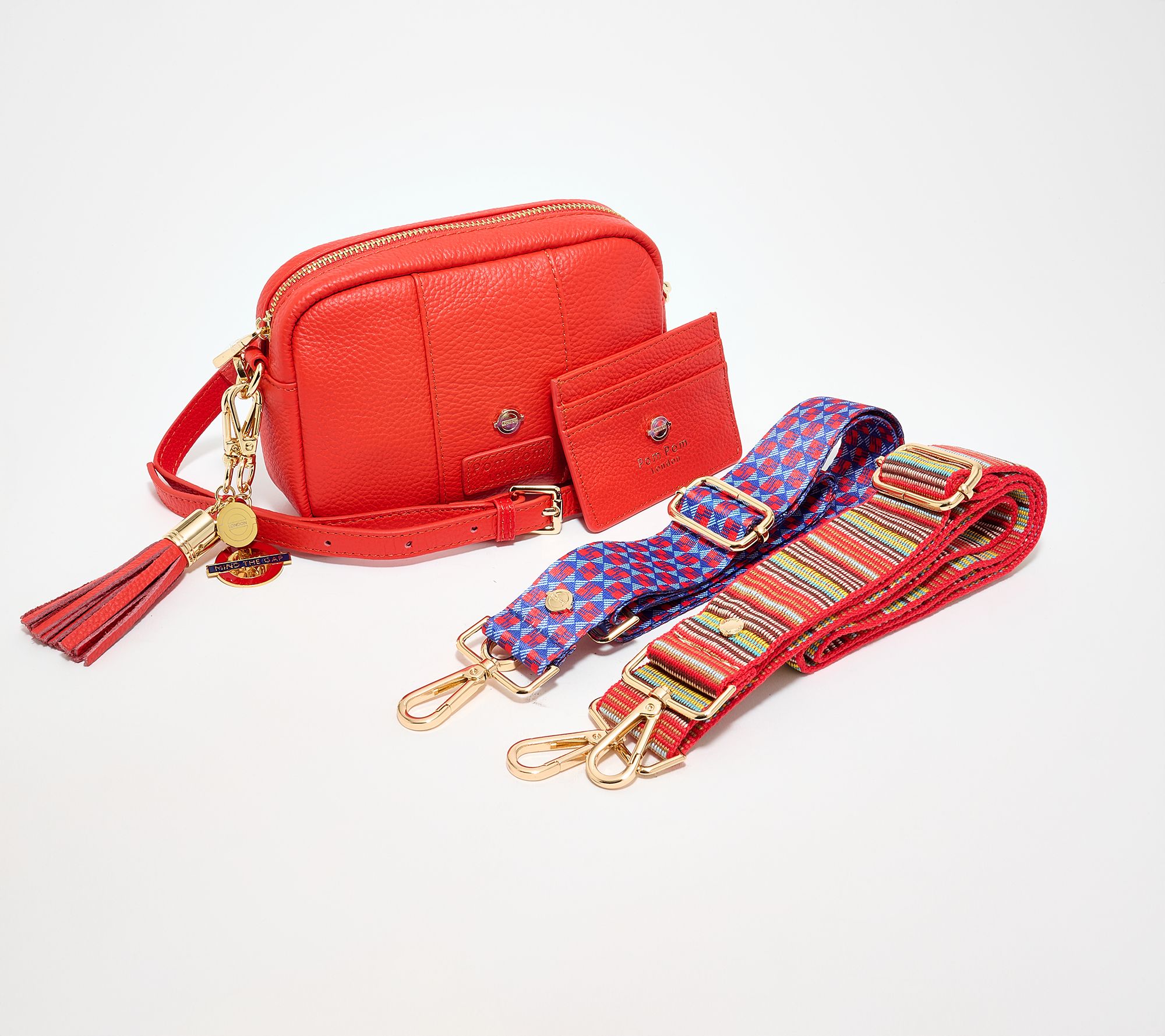 "As Is" Pom Pom London Leather Transport Crossbody w/ Accessories