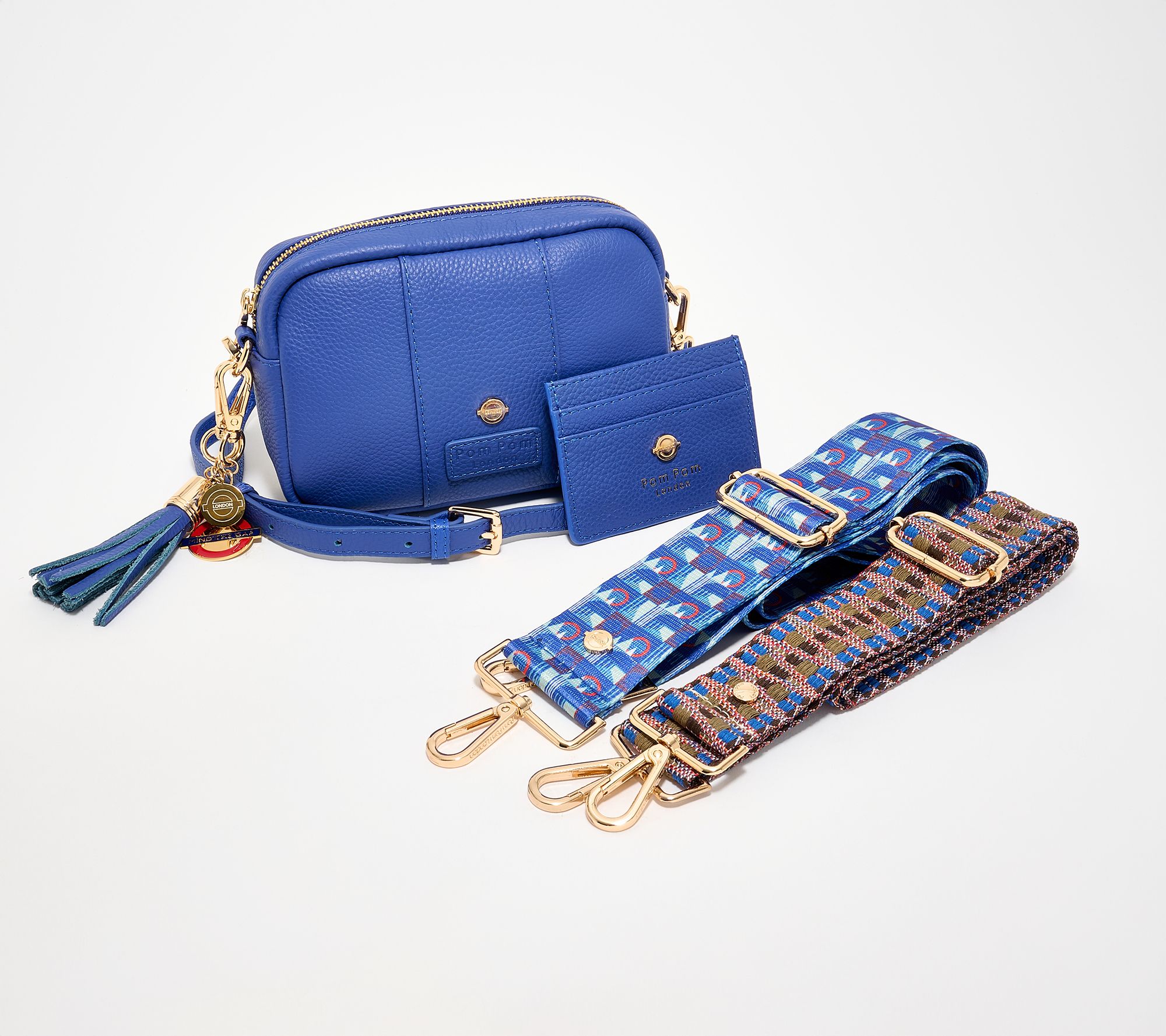 "As Is" Pom Pom London Leather Transport Crossbody w/ Accessories