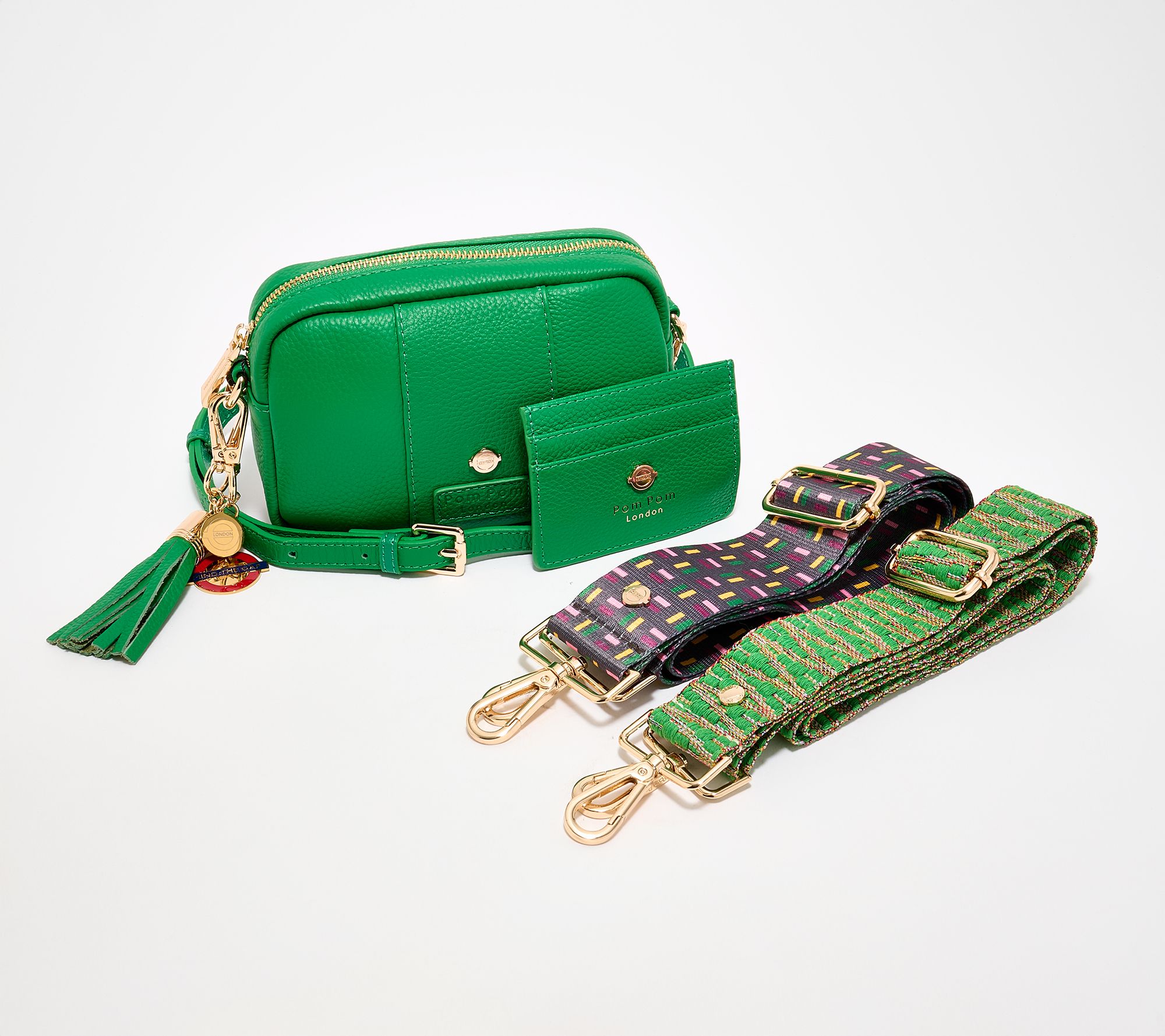 "As Is" Pom Pom London Leather Transport Crossbody w/ Accessories