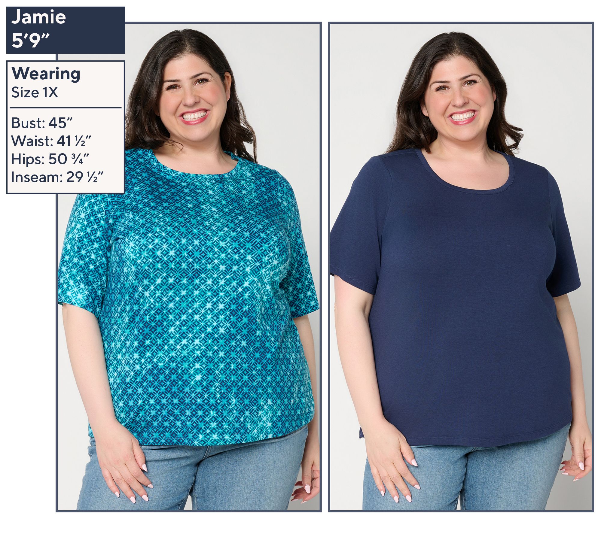 Denim & Co. Essentials Favorite Jersey 2- Pack Print & Solid Tops
