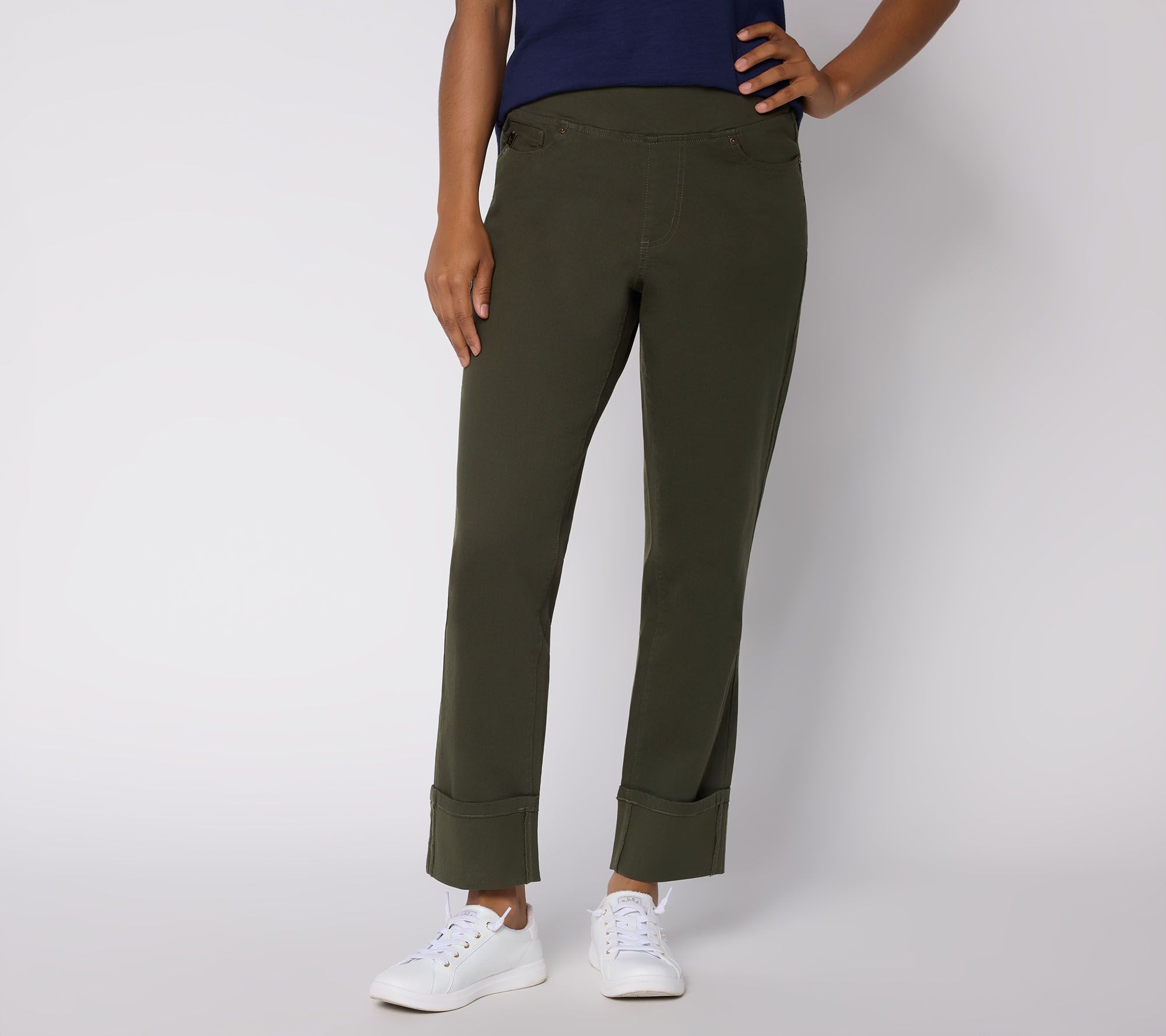 Belle by Kim Gravel Regular TripleLuxe Twill Wide Cuff Jeans - QVC.com