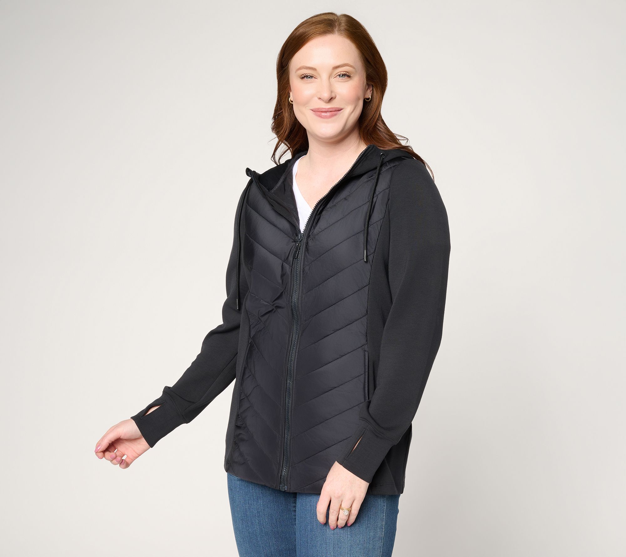"As Is" Belle by Kim Gravel ScubaLuxe Zip Front Quilted Jacket