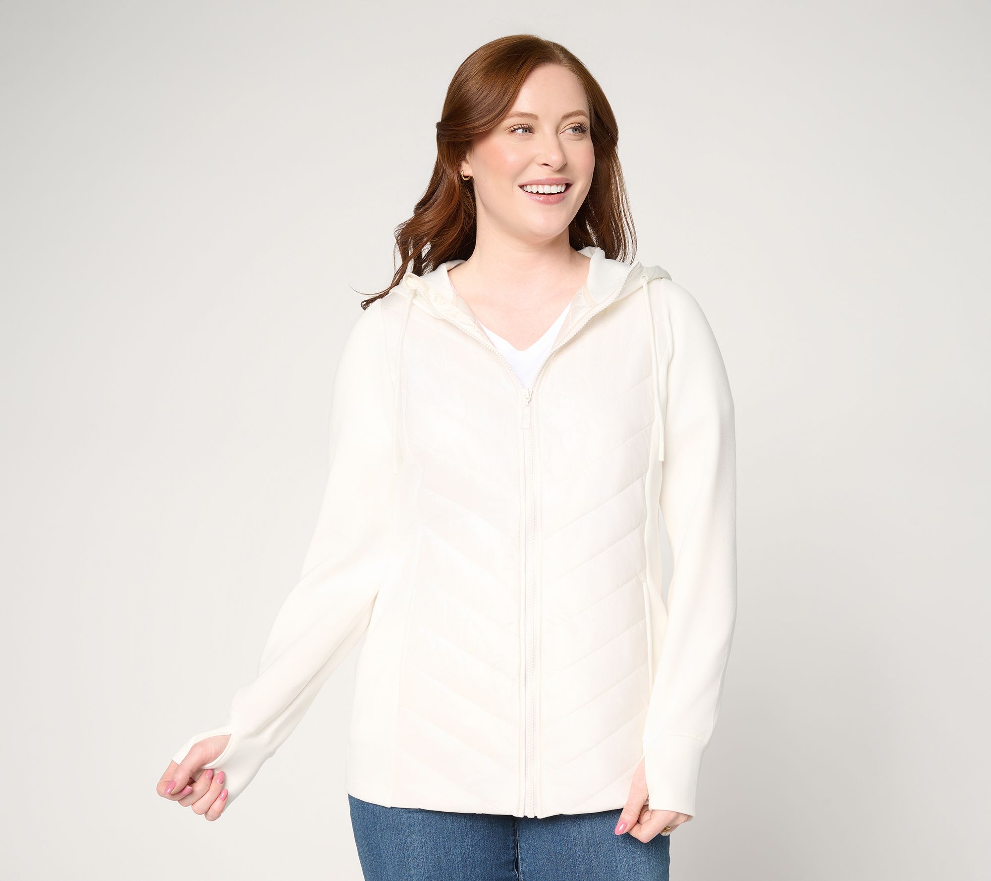 "As Is" Belle by Kim Gravel ScubaLuxe Zip Front Quilted Jacket