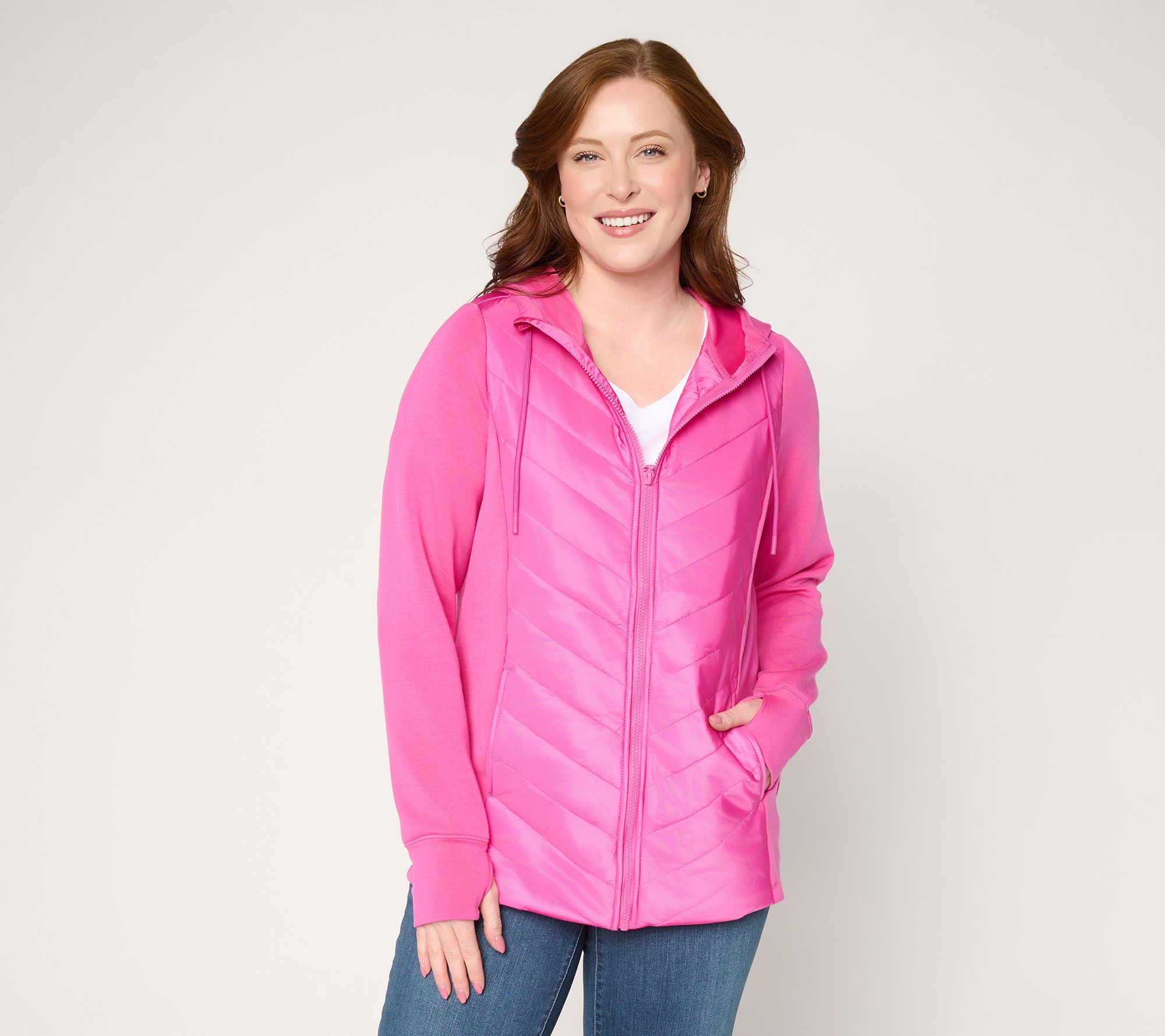 "As Is" Belle by Kim Gravel ScubaLuxe Zip Front Quilted Jacket