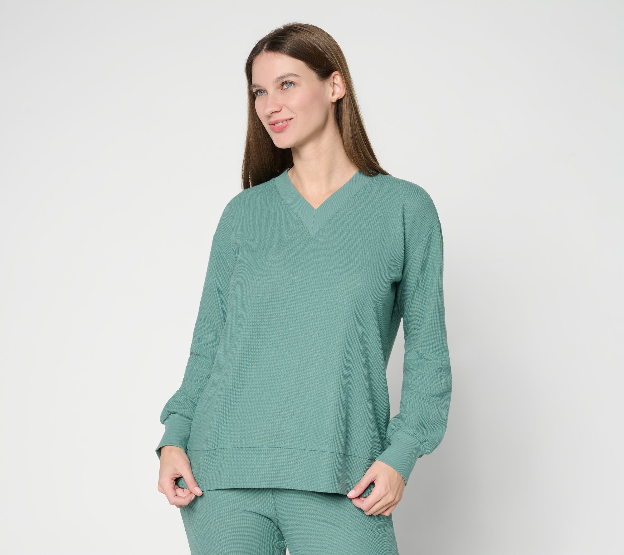 "As Is" Belle by Kim Gravel Wonder Waffle Deep V Neck Slouchy Top