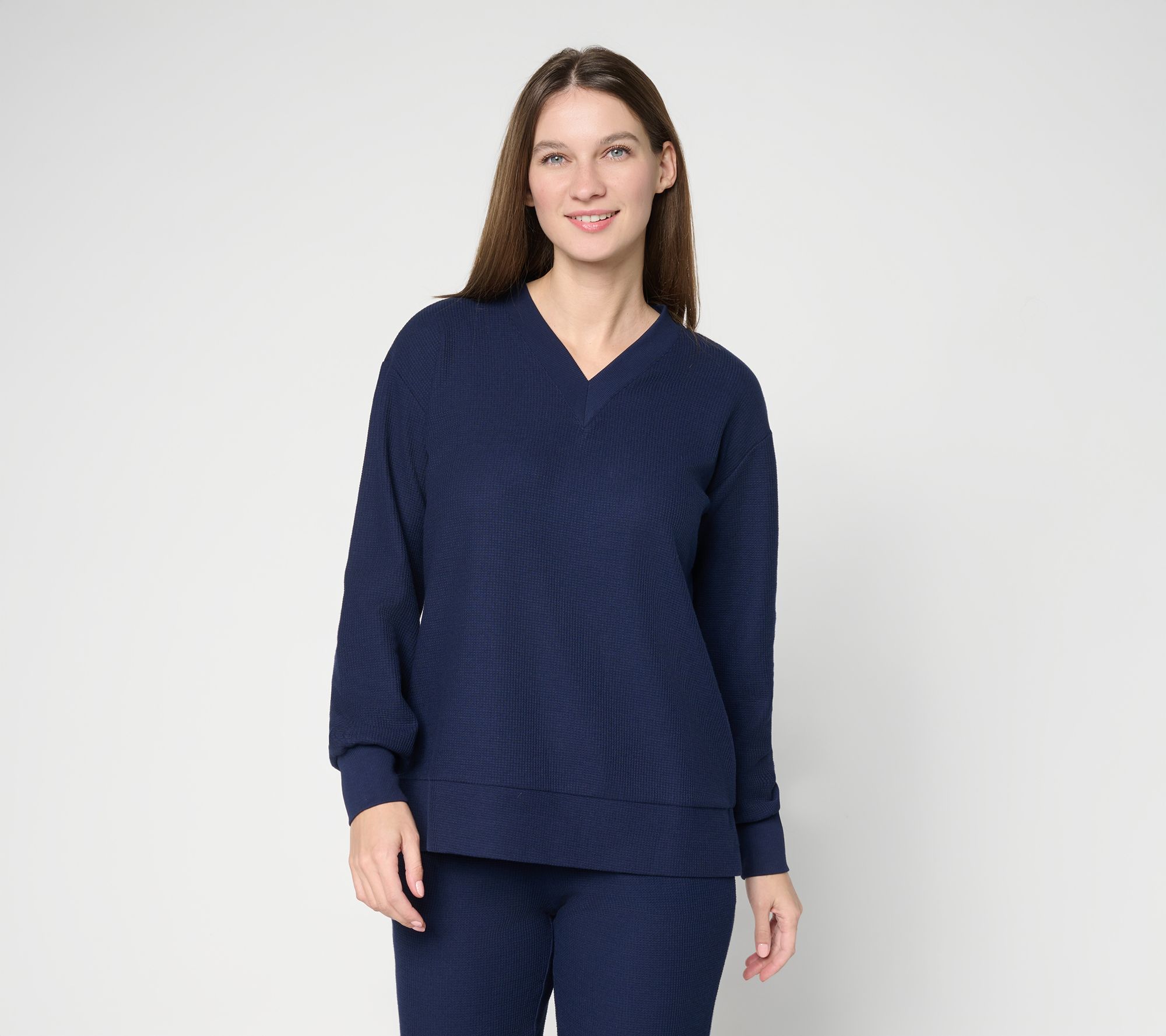 "As Is" Belle by Kim Gravel Wonder Waffle Deep V Neck Slouchy Top