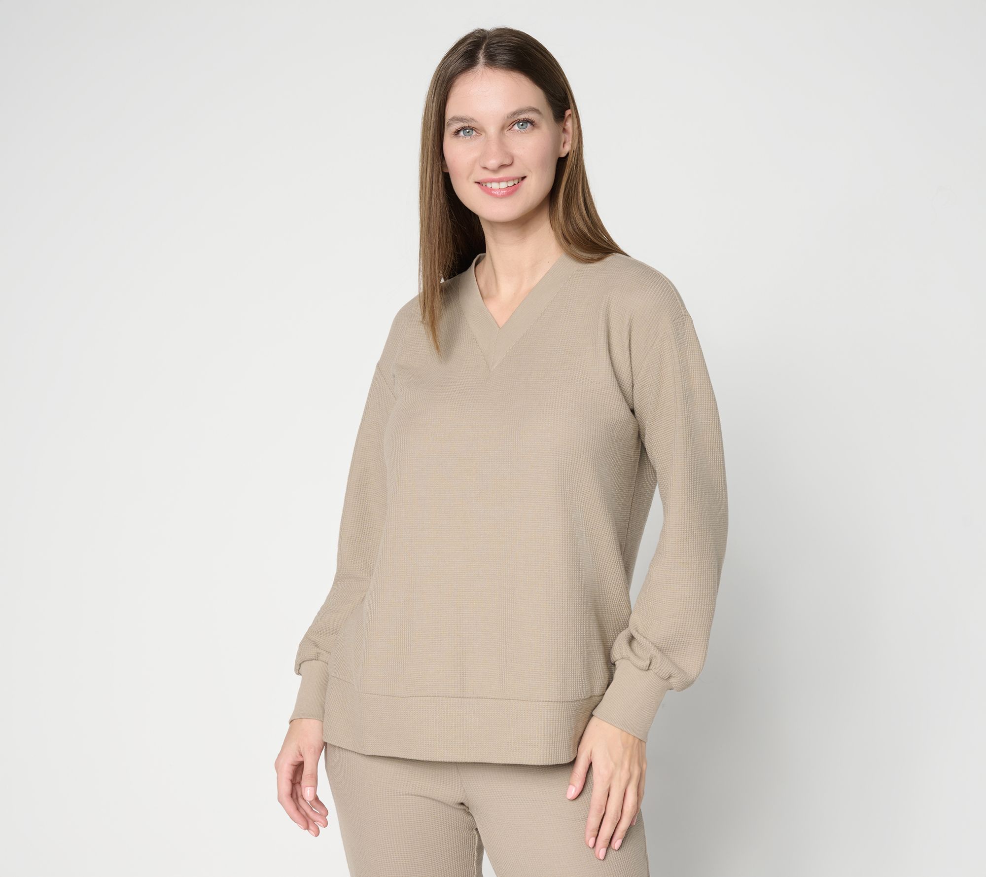 "As Is" Belle by Kim Gravel Wonder Waffle Deep V Neck Slouchy Top