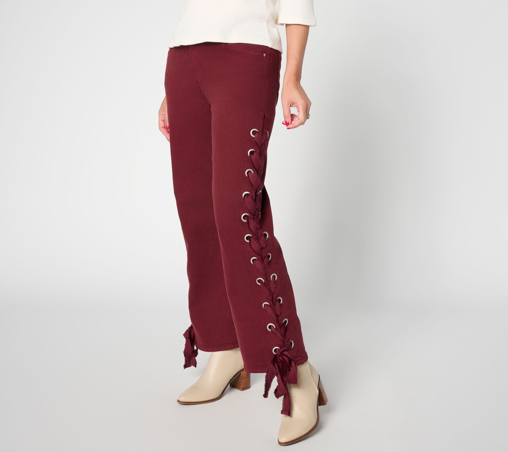 Driftwood Lacey Straight Leg Jean in Denim - Oxblood