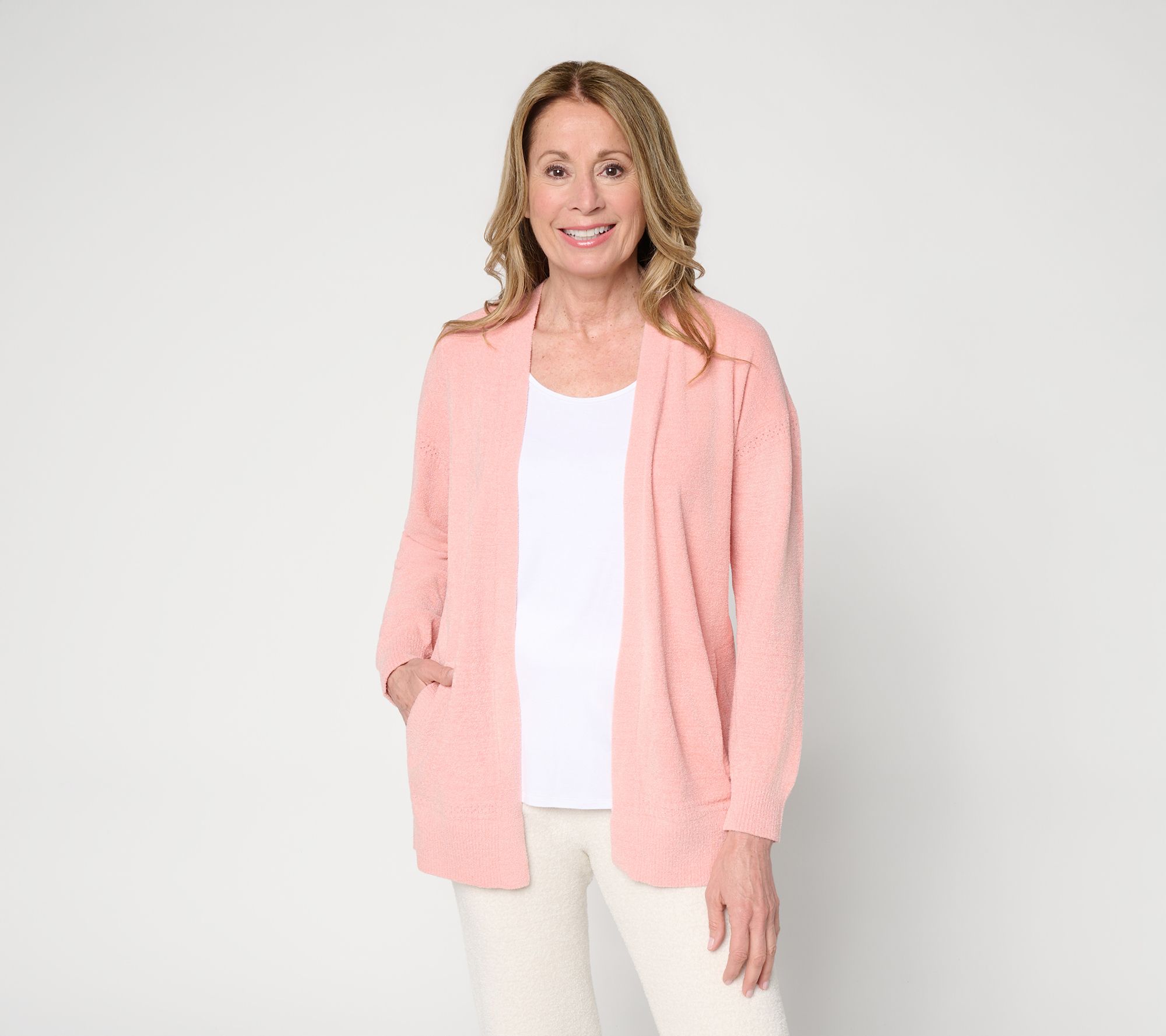 "As Is" Barefoot Dreams Reg CozyChic UltraLitePlaced Stitch Cardigan