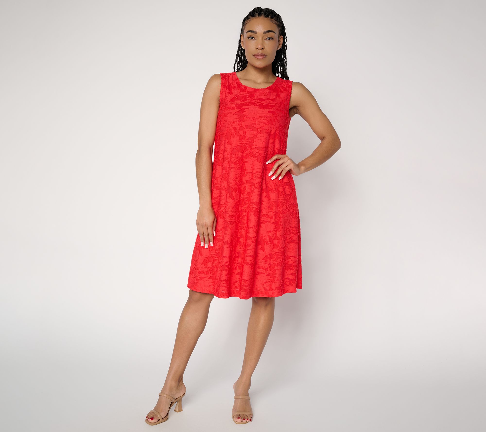 "As Is" Susan Graver Tall Burnout Knit Sleeveless A-Line Dress