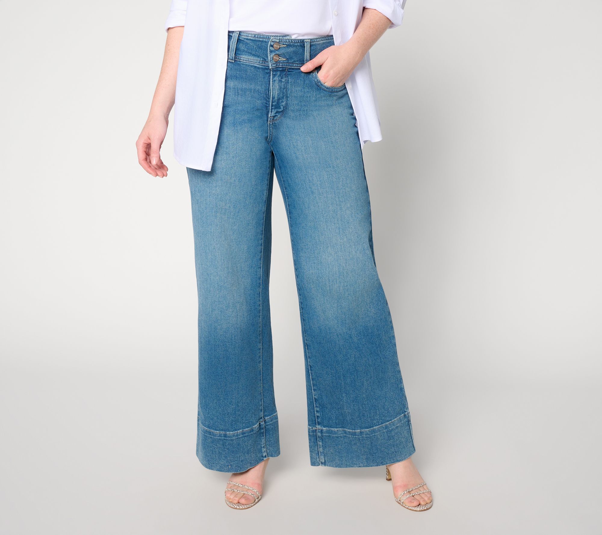 "As Is" NYDJ Teresa Regular Wide Leg with Wide Waistband & Hem