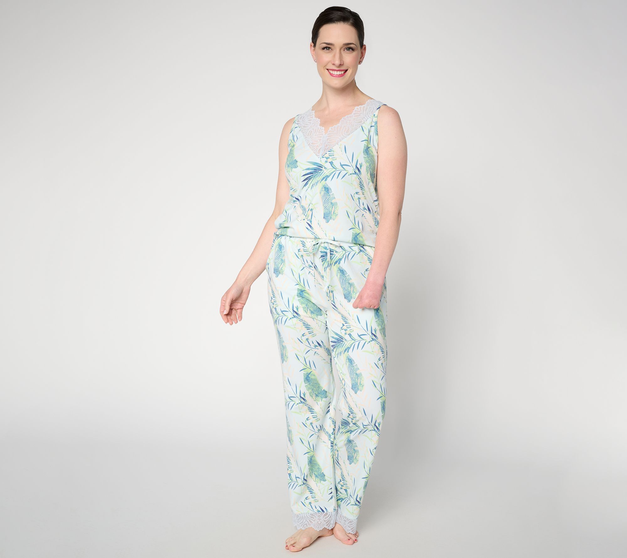 "As Is" Lattelove Cotton Modal Lace Trim Pajama Set