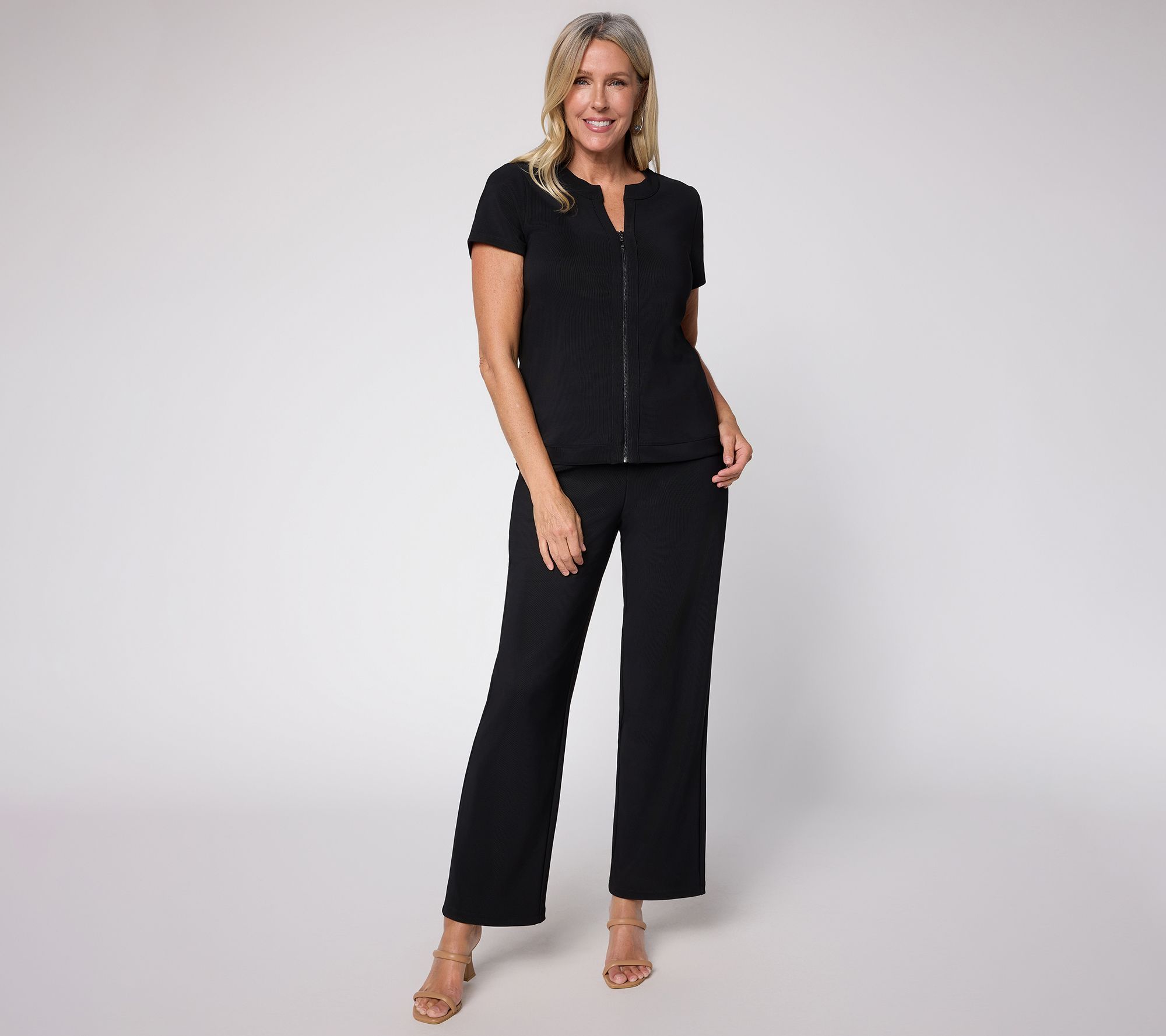 "As Is" Women with Control Tall Euro Knit Jacket and Bottom Set