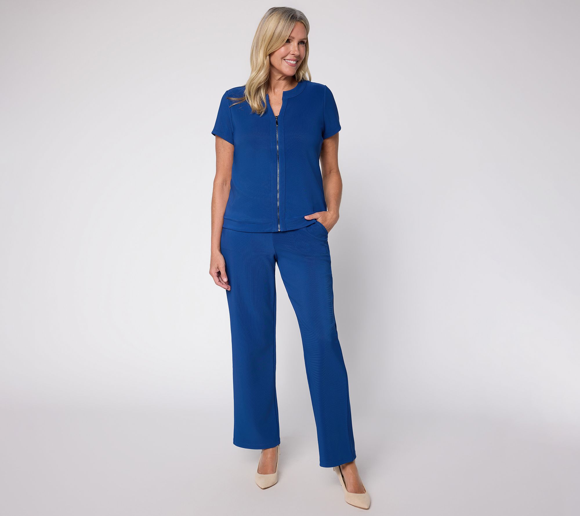 "As Is" Women with Control Tall Euro Knit Jacket and Bottom Set