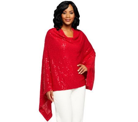 Joan Rivers Cape Style Sequined Pullover Top - Page 1 — QVC.com
