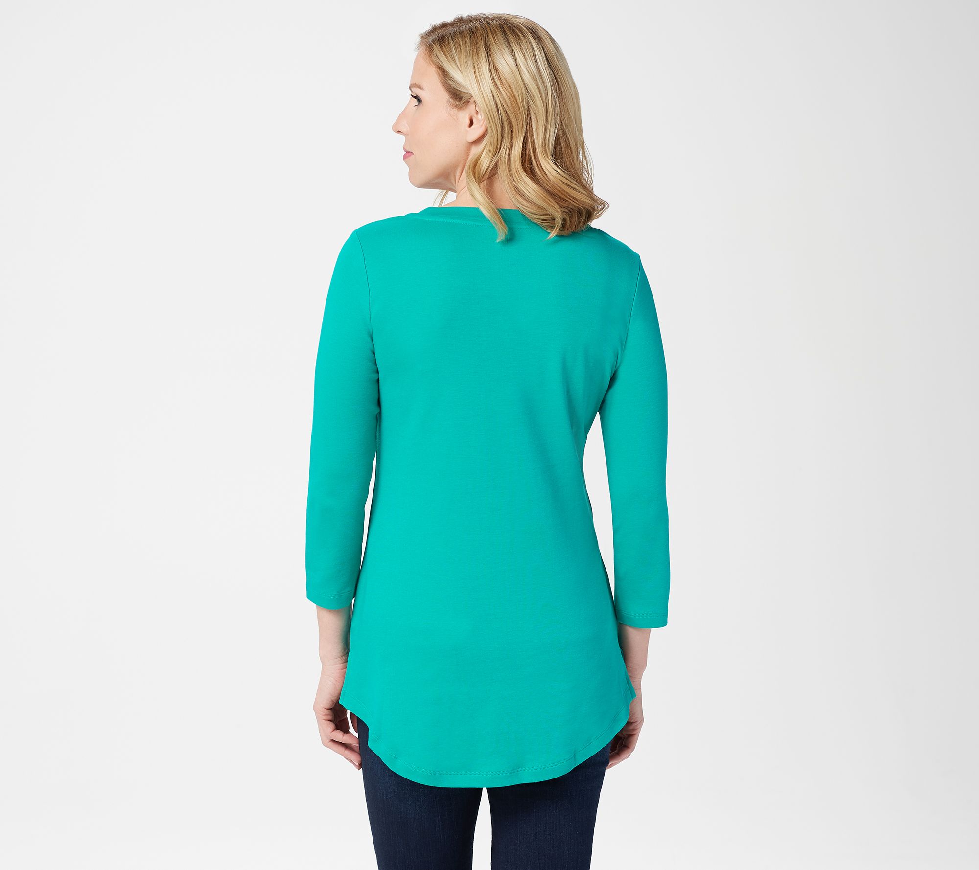 Isaac Mizrahi Live! Essentials Pima Cotton 3/4 Sleeve Top - QVC.com