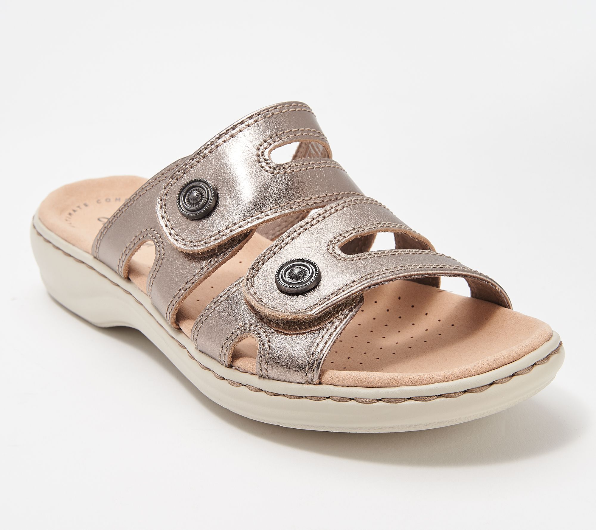 Clarks Womens Collection Leather Slide Sandals- Leisa Nala $68 TINI {&}