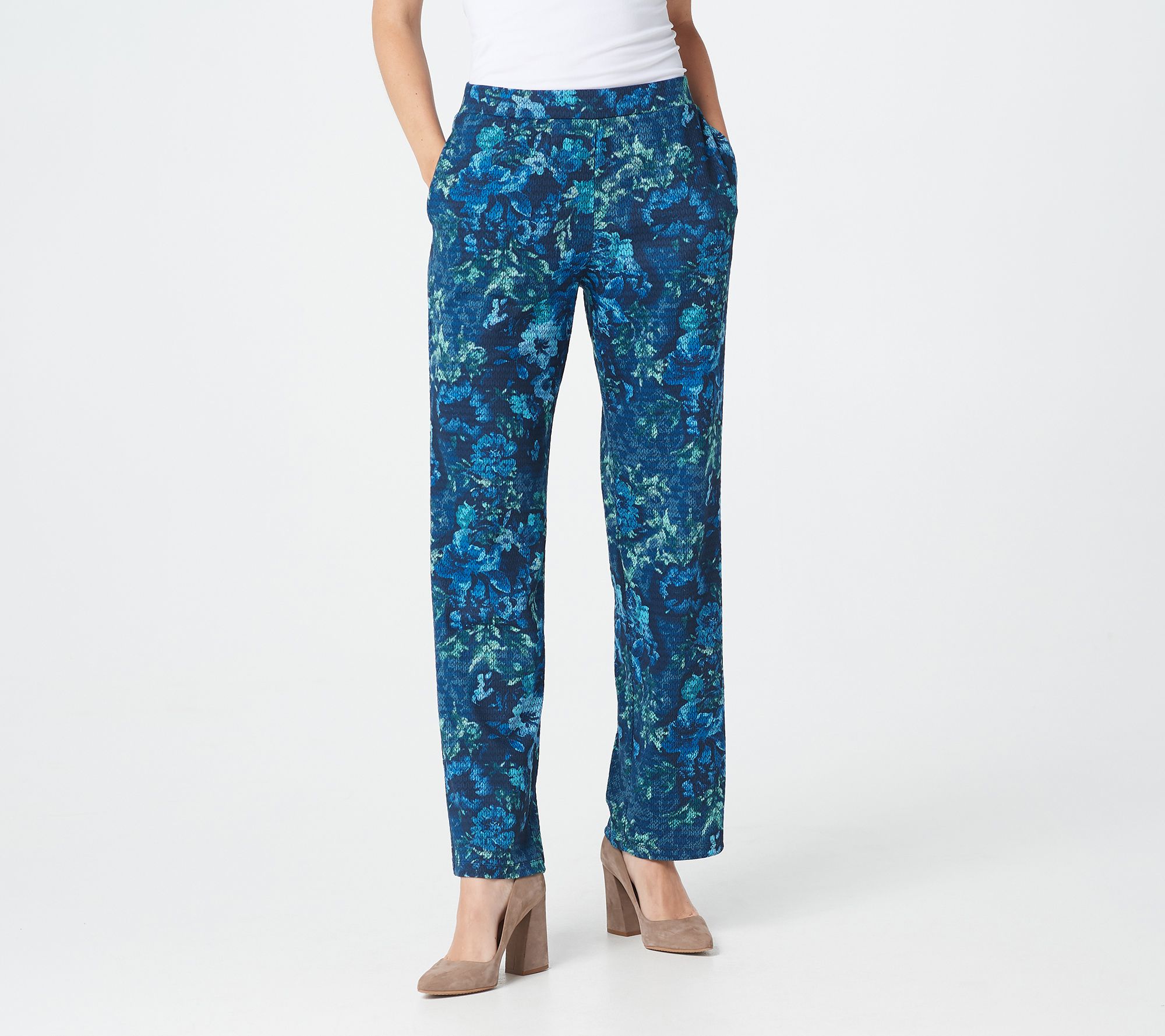 Susan Graver Regular Printed Jacquard Pull-On Pants - QVC.com