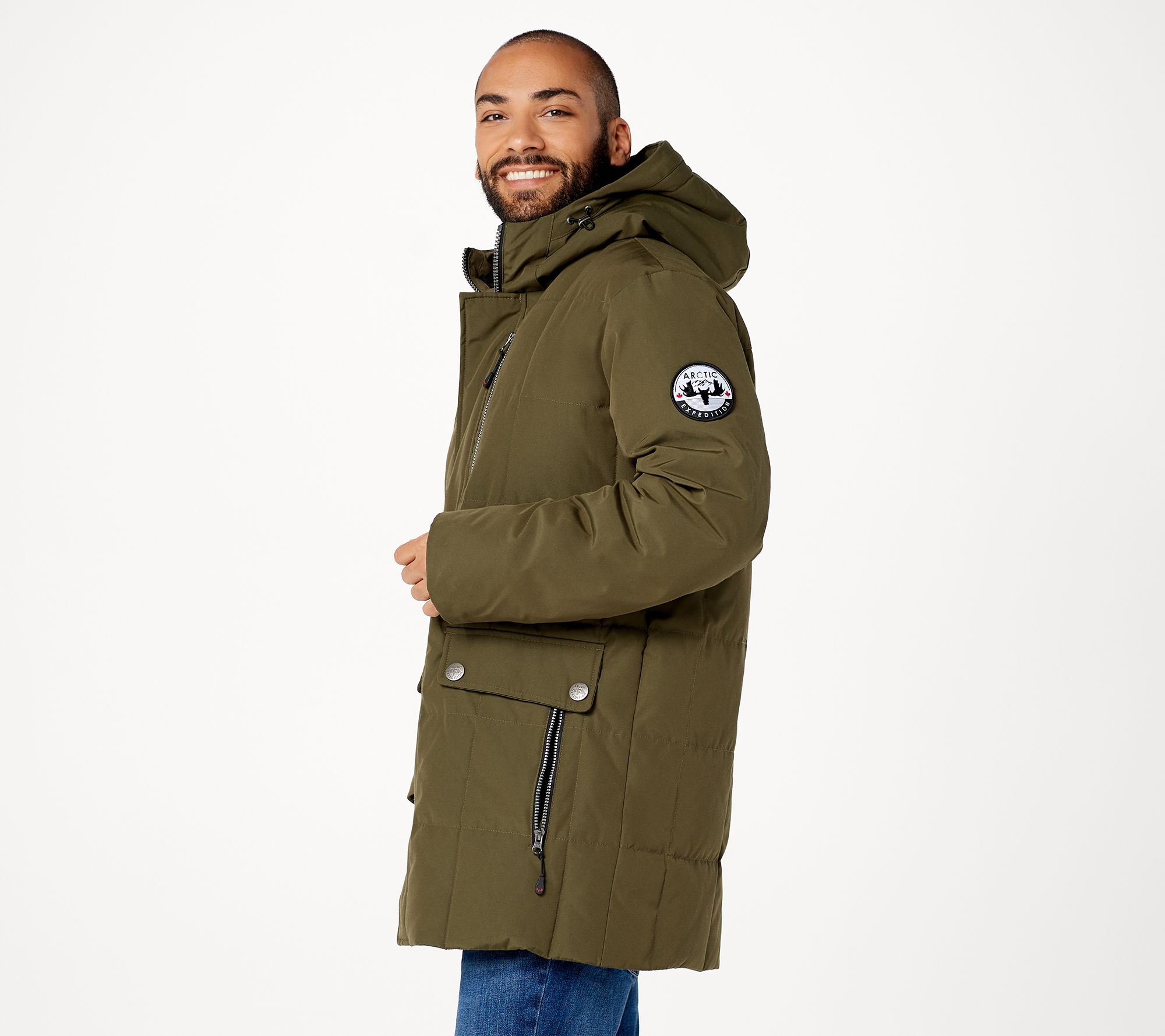 "As Is" Arctic Expedition Men's Quilted Coat with Hood