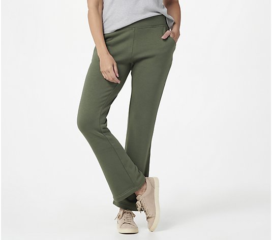 Denim & Co. Active Petite Lush Lined Jersey Lightly Bootcut Pants