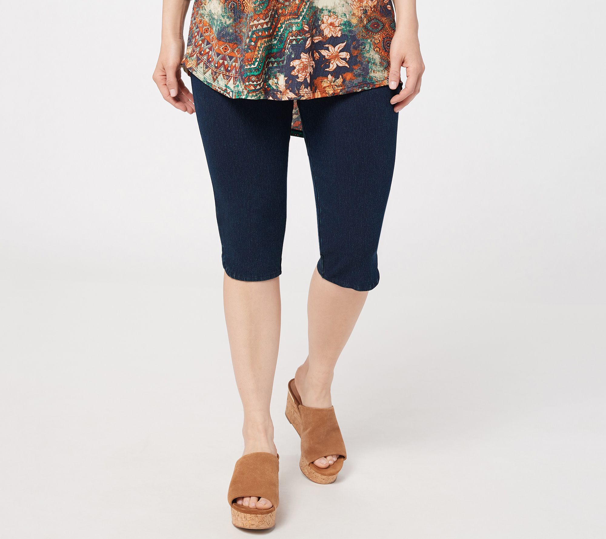 Women with Control Petite Prime Stretch Denim Pedal Pusher