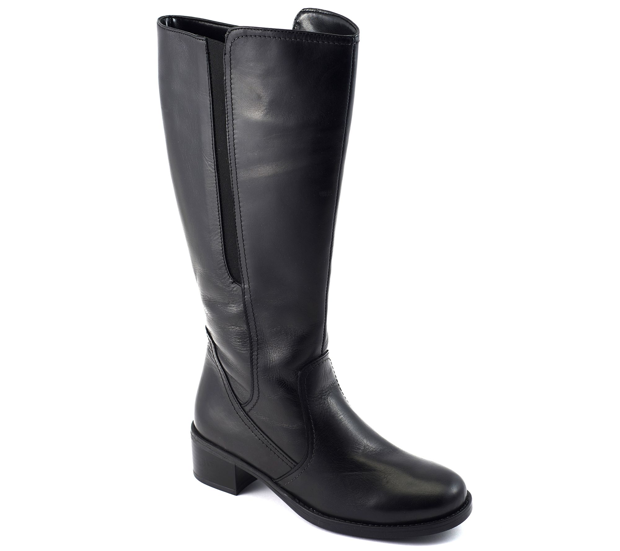 David Tate Leather Wide-Calf Boots - Veneto - QVC.com