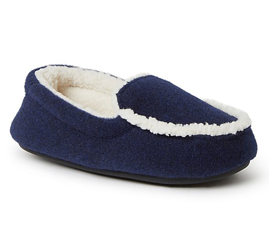 Dearfoams Kids Felted Microwool and Plaid Moccasin Slippers